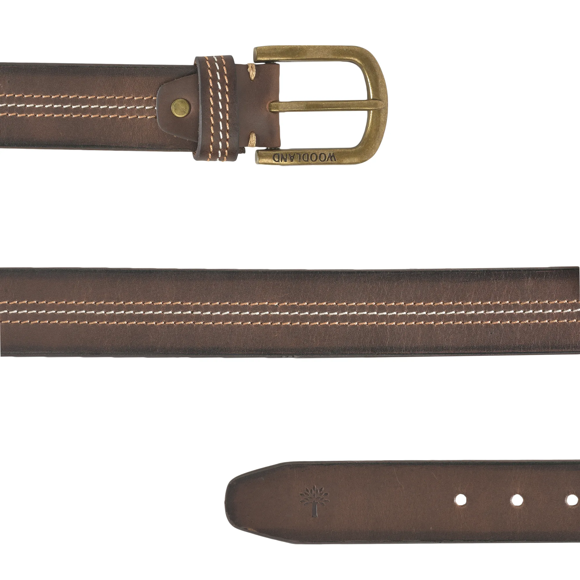 Woodland Brown Mens Leather Belt - Thumbnail 4