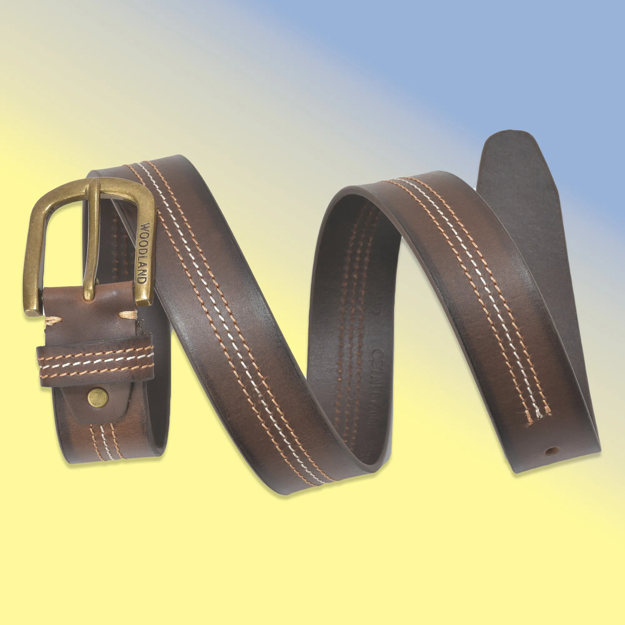 Woodland Brown Mens Leather Belt - Thumbnail 5