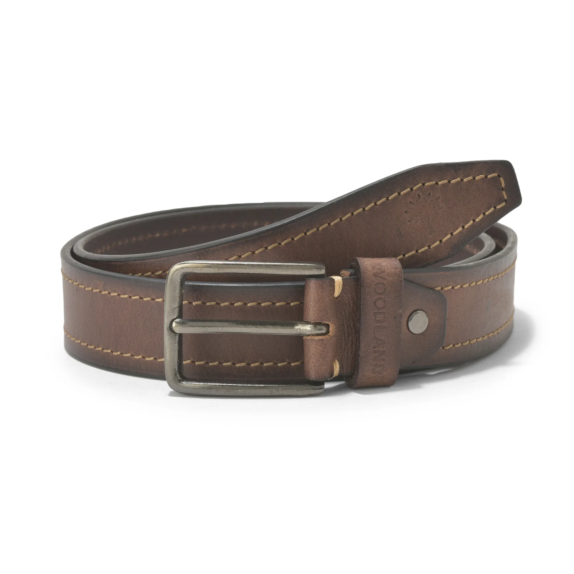 Woodland Matte Buckle Brown Mens Leather Belt - Thumbnail 2