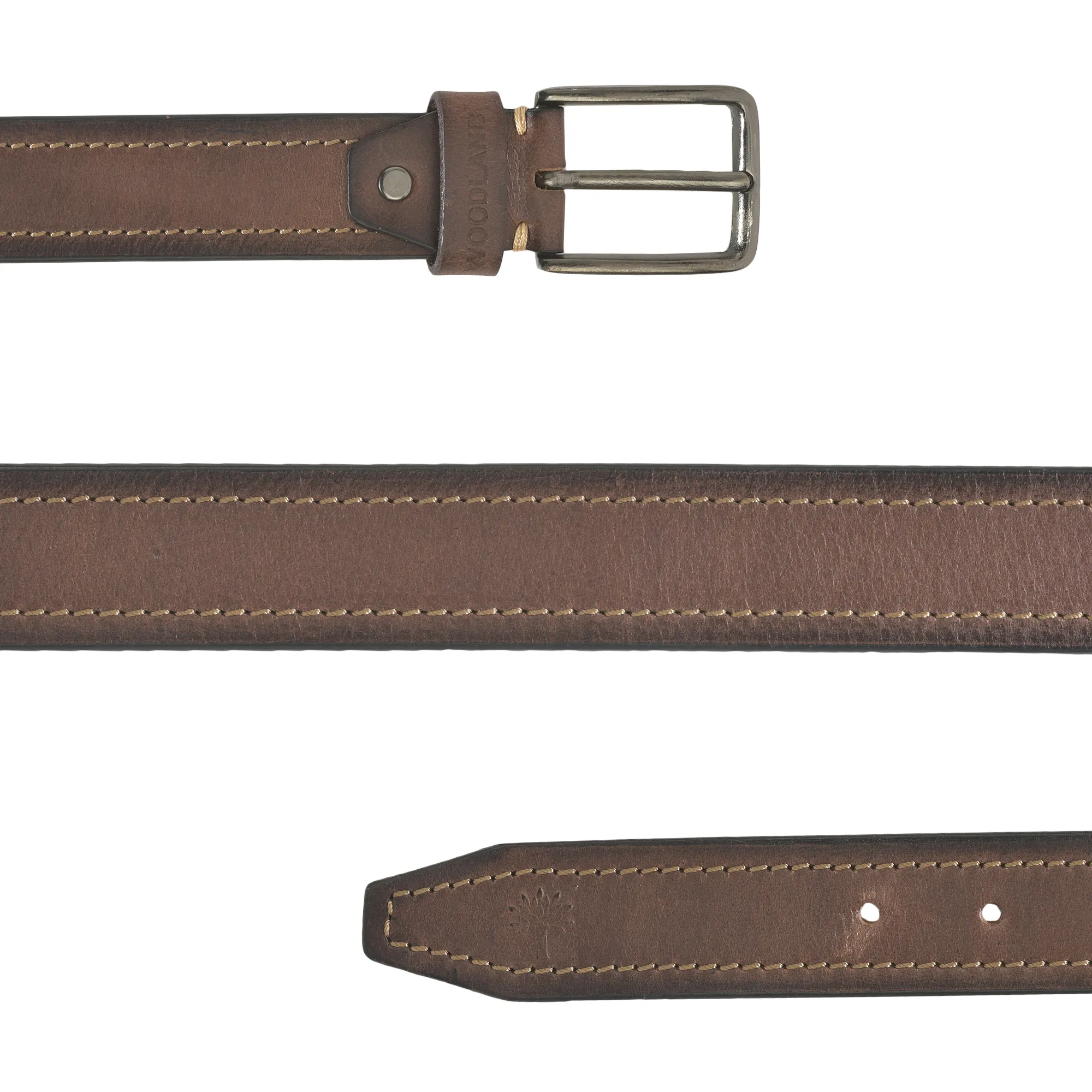 Woodland Matte Buckle Brown Mens Leather Belt - Thumbnail 4