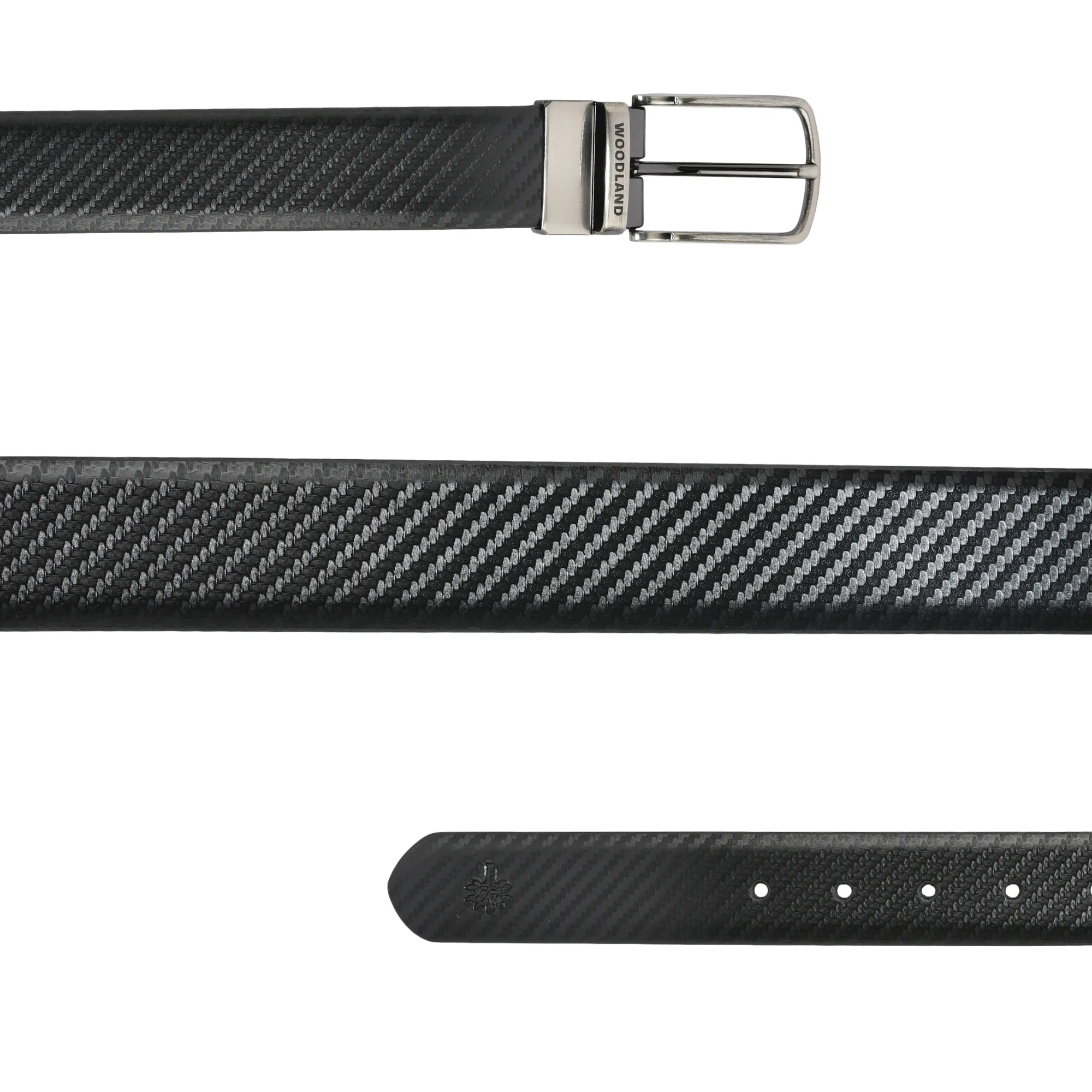 Woods Men Black/Brown Classic Leather Belt - Thumbnail 3