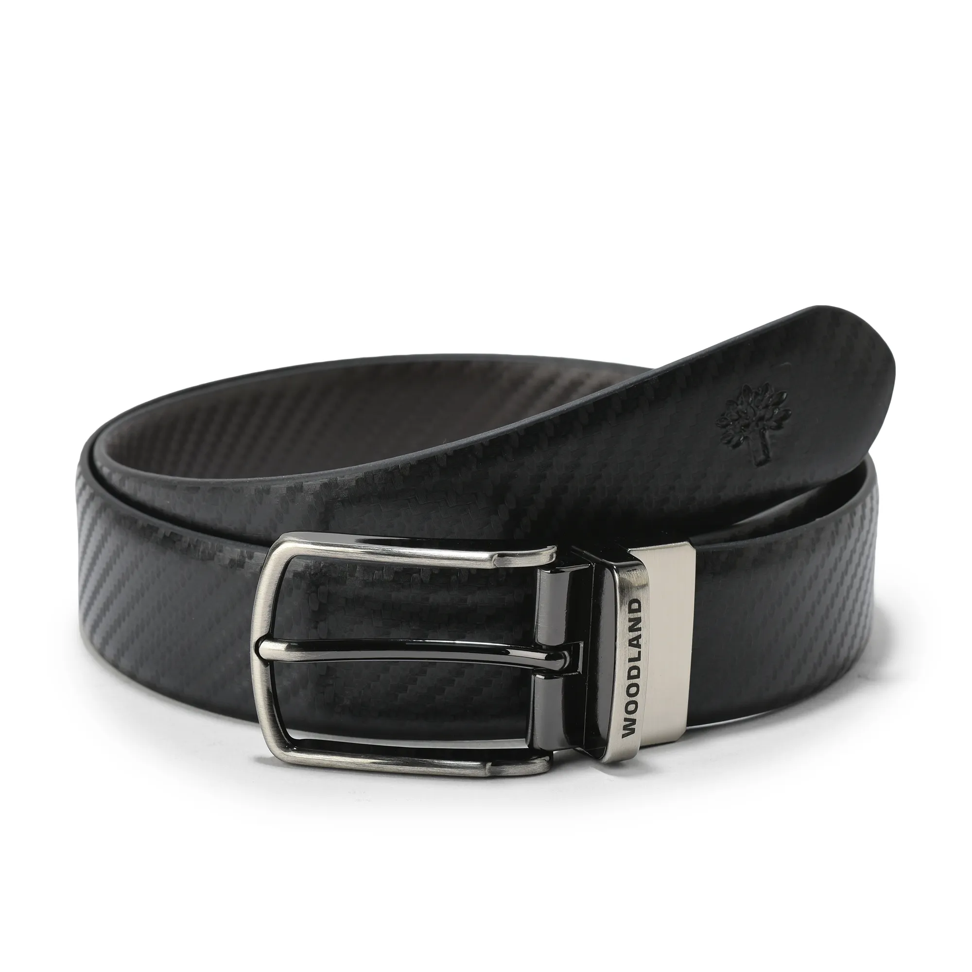 Woods Men Black/Brown Classic Leather Belt - Thumbnail 7