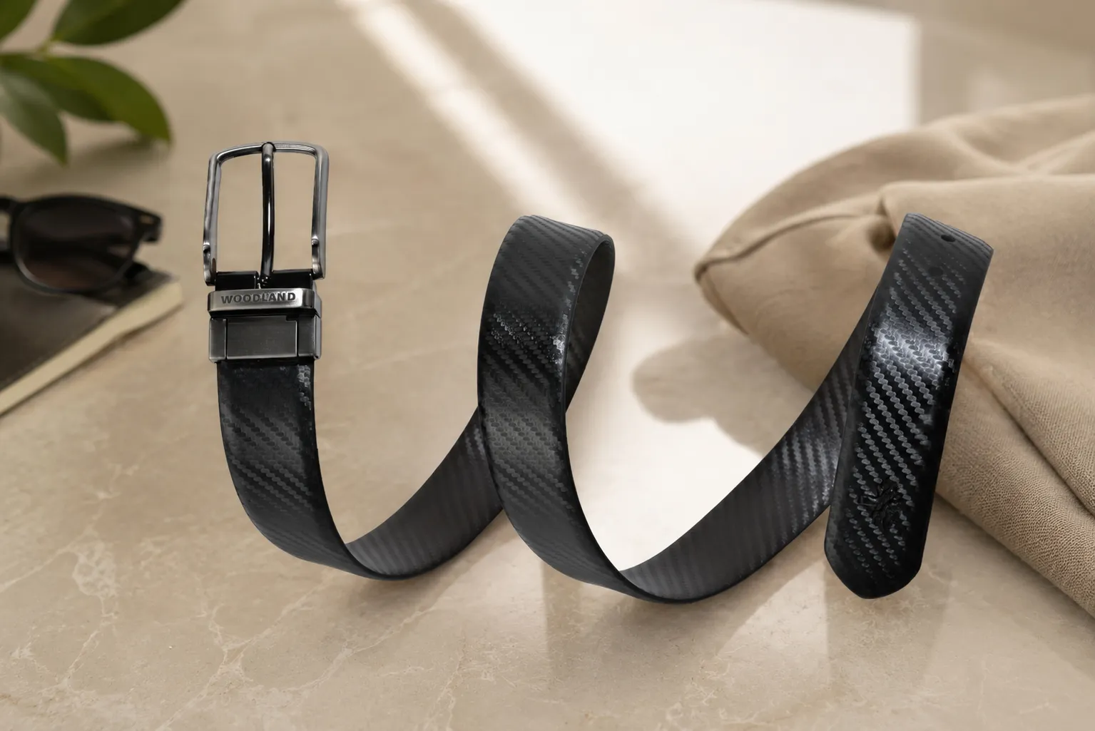 Woods Men Black/Brown Classic Leather Belt - Thumbnail 9