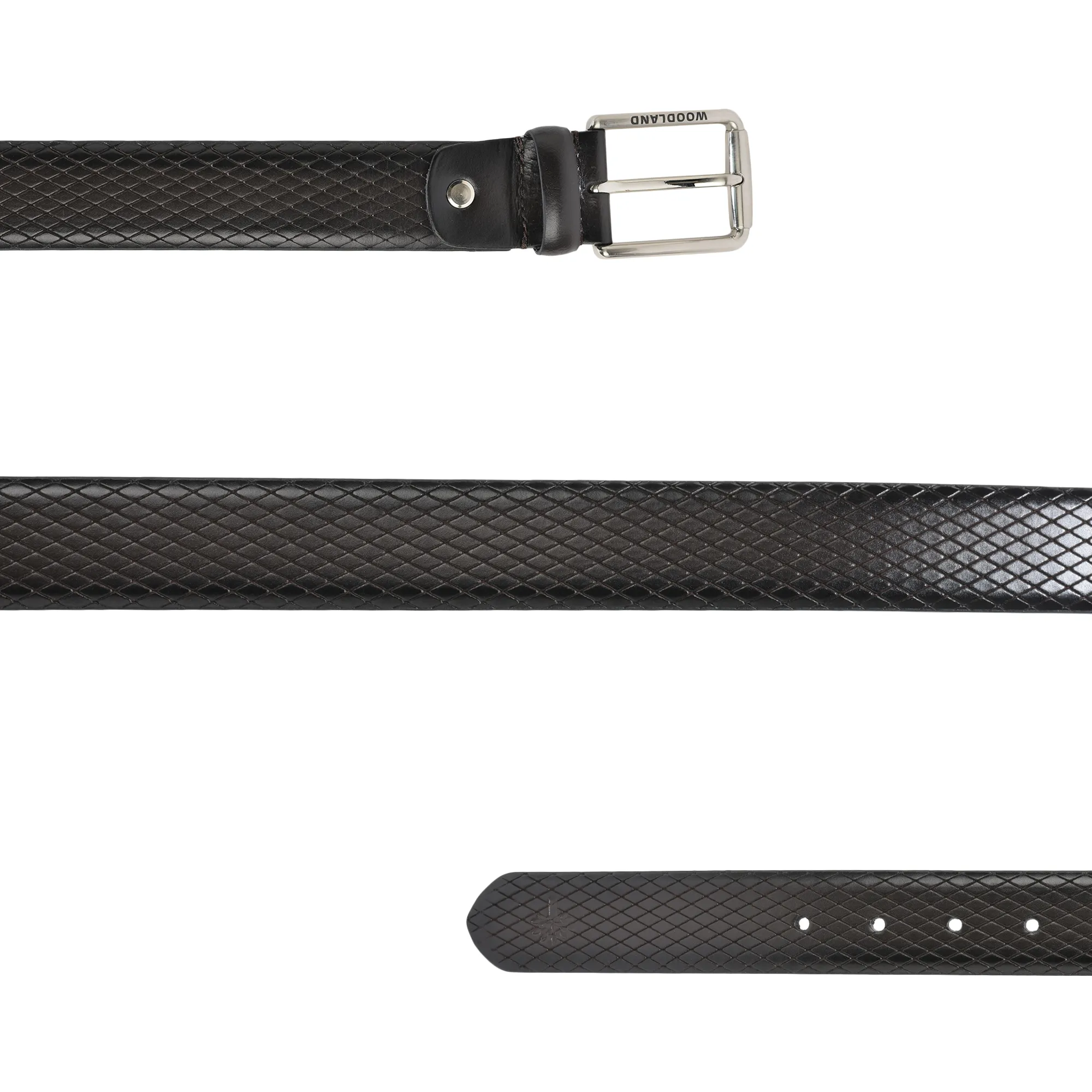 Woodland Men Brown Patterned Leather Belt - Thumbnail 3