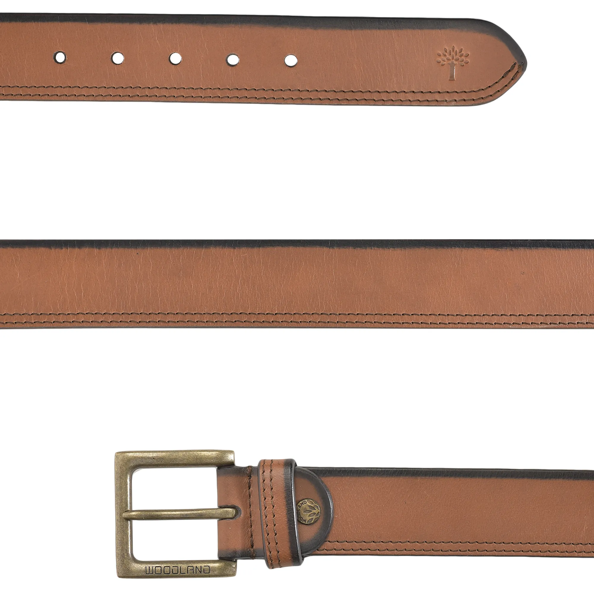 Woodland Men’s Tan Leather Belt - Thumbnail 3