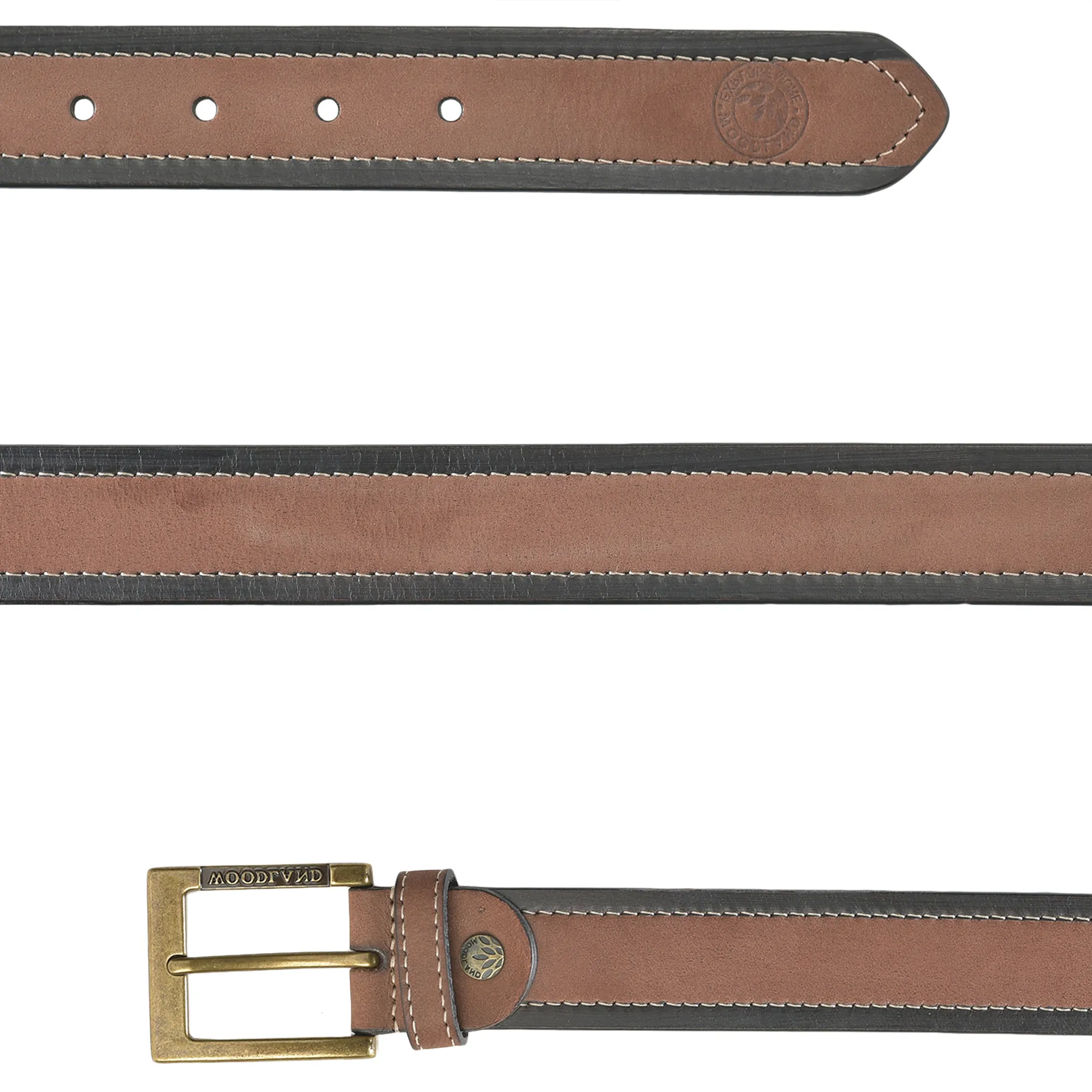Woodland Men’s Trail Brown Leather Belt - Thumbnail 3