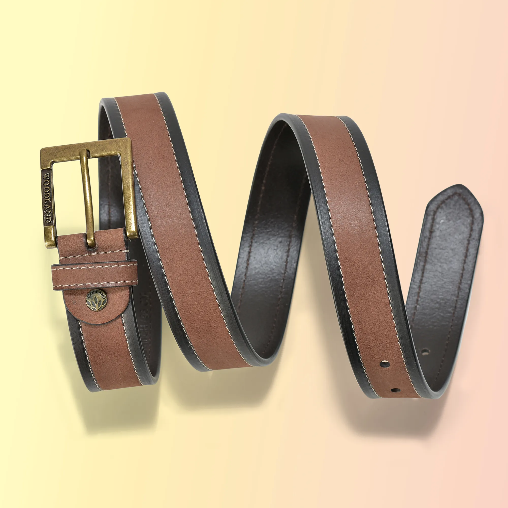 Woodland Men’s Trail Brown Leather Belt - Thumbnail 4