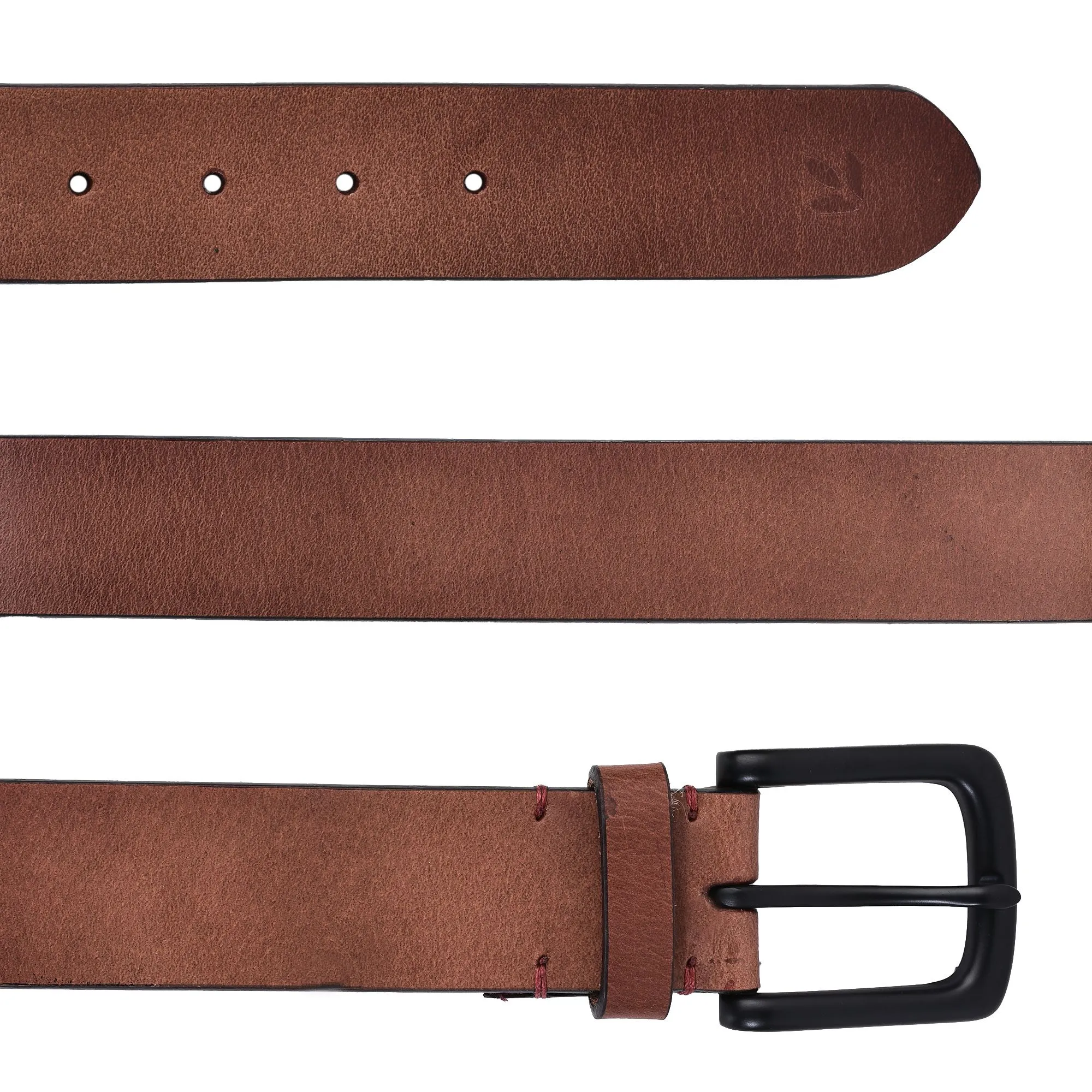 Brown Leather belt for men - Thumbnail 3