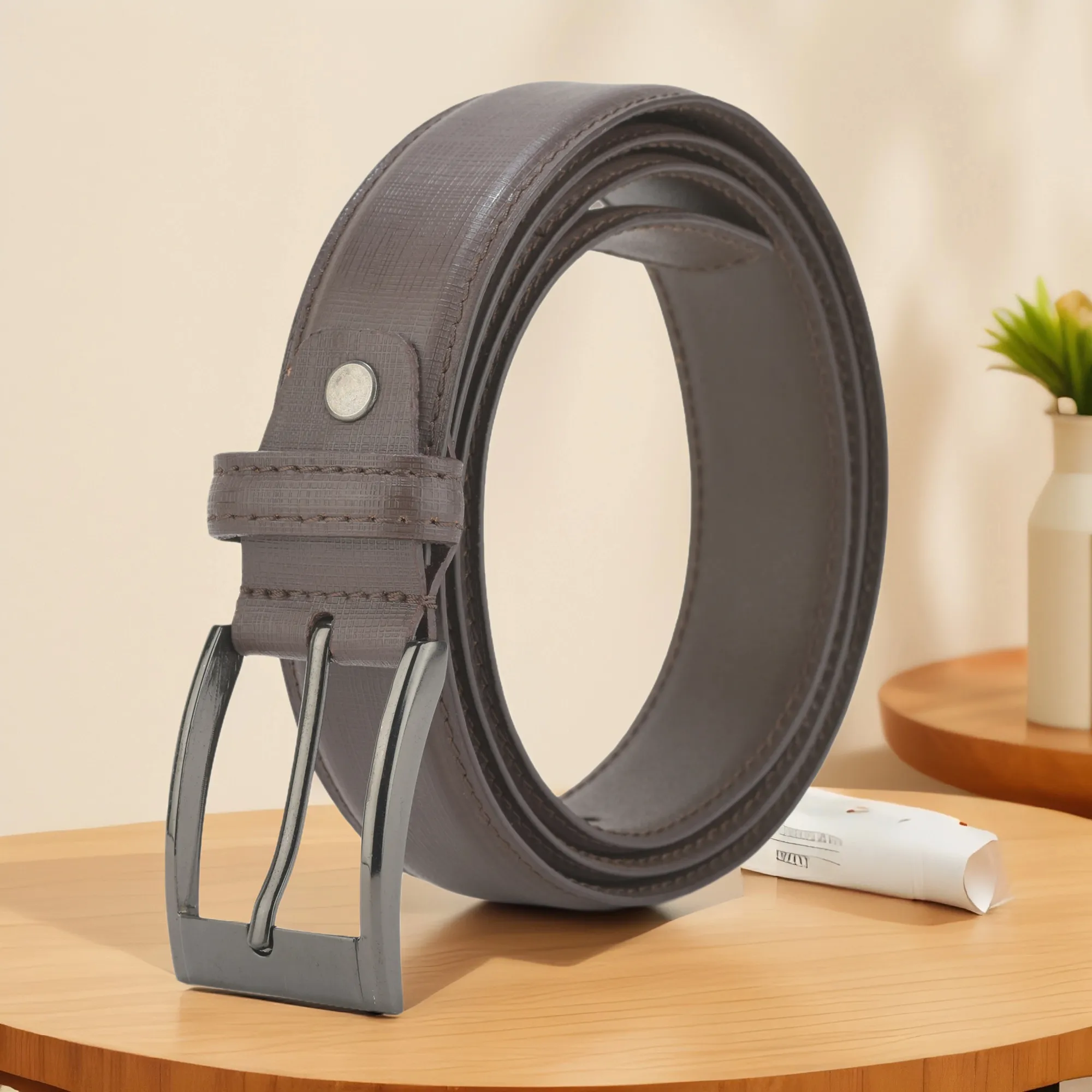 Brown leather belt - Thumbnail 2