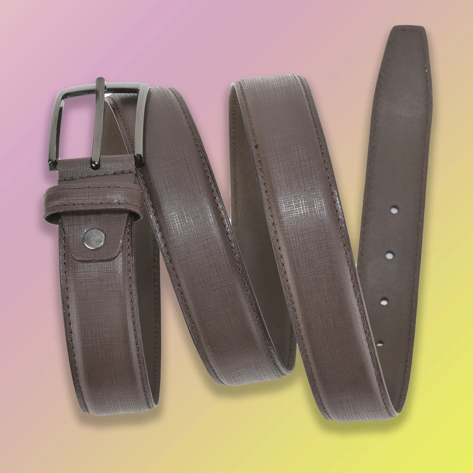 Brown leather belt - Thumbnail 3