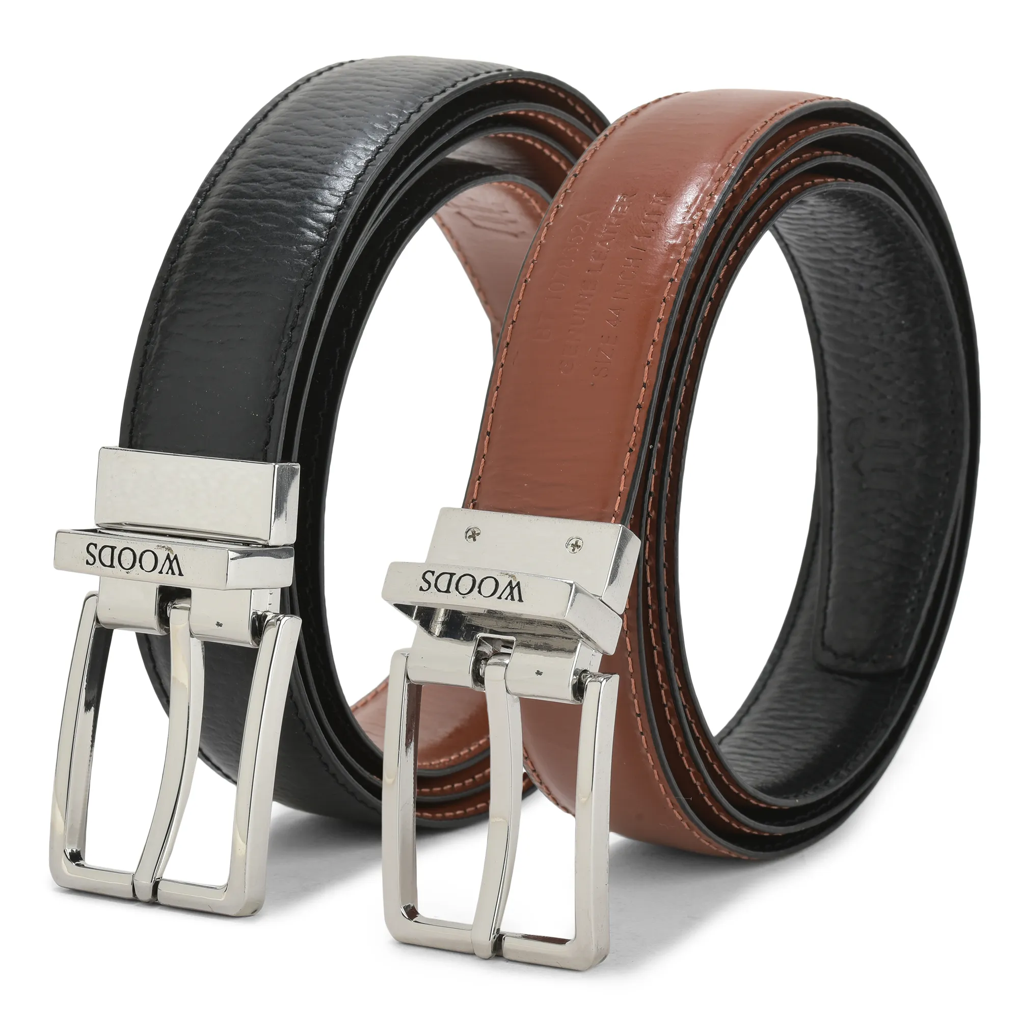 Woodland Men’s Black/Tan Dual-Tone Leather Belt

 - Thumbnail 2