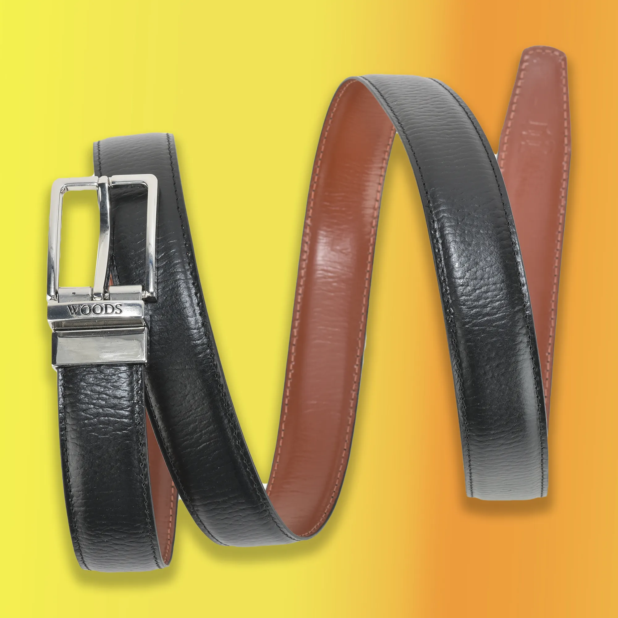 Woodland Men’s Black/Tan Dual-Tone Leather Belt

 - Thumbnail 7