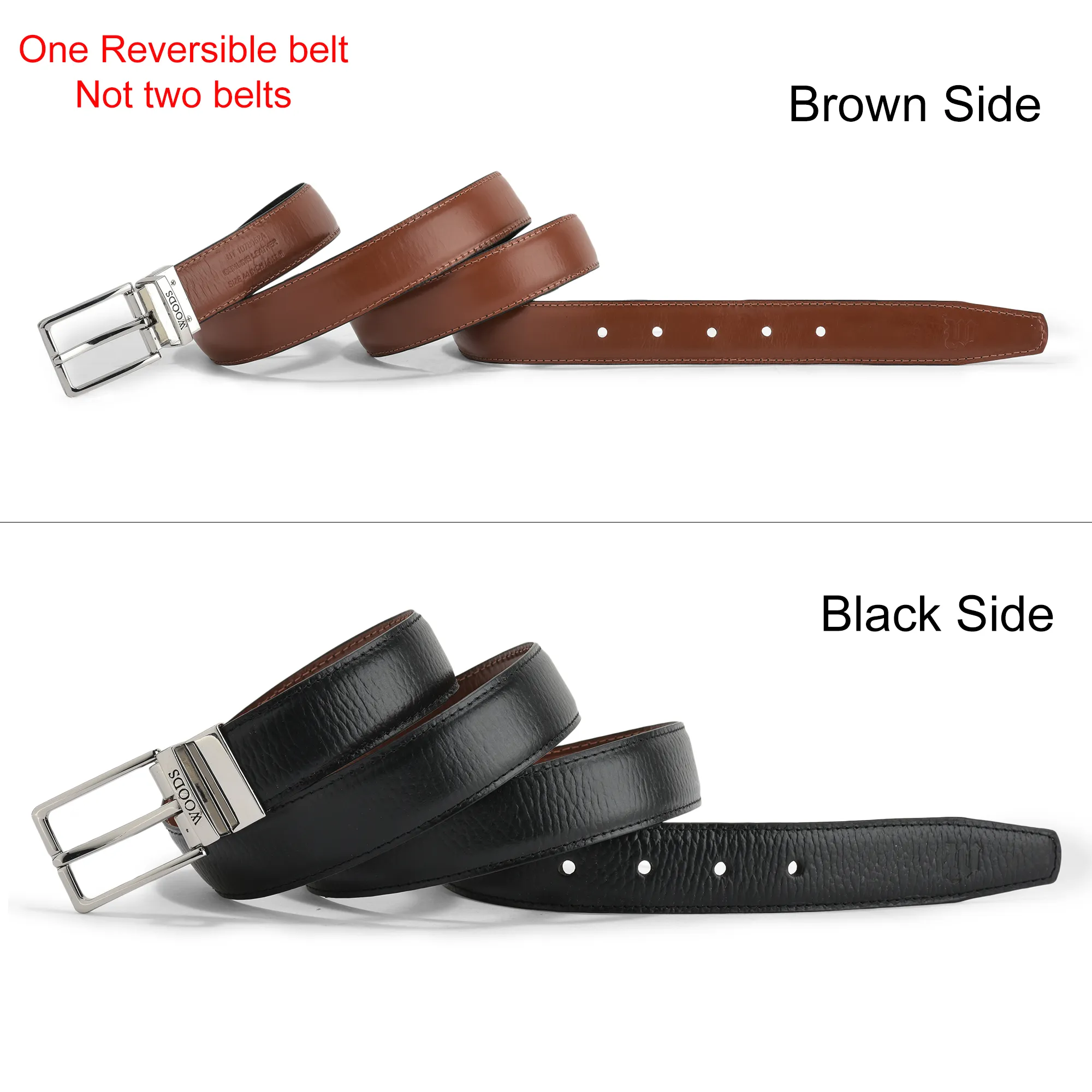 Woodland Men’s Black/Tan Dual-Tone Leather Belt

 - Thumbnail 8