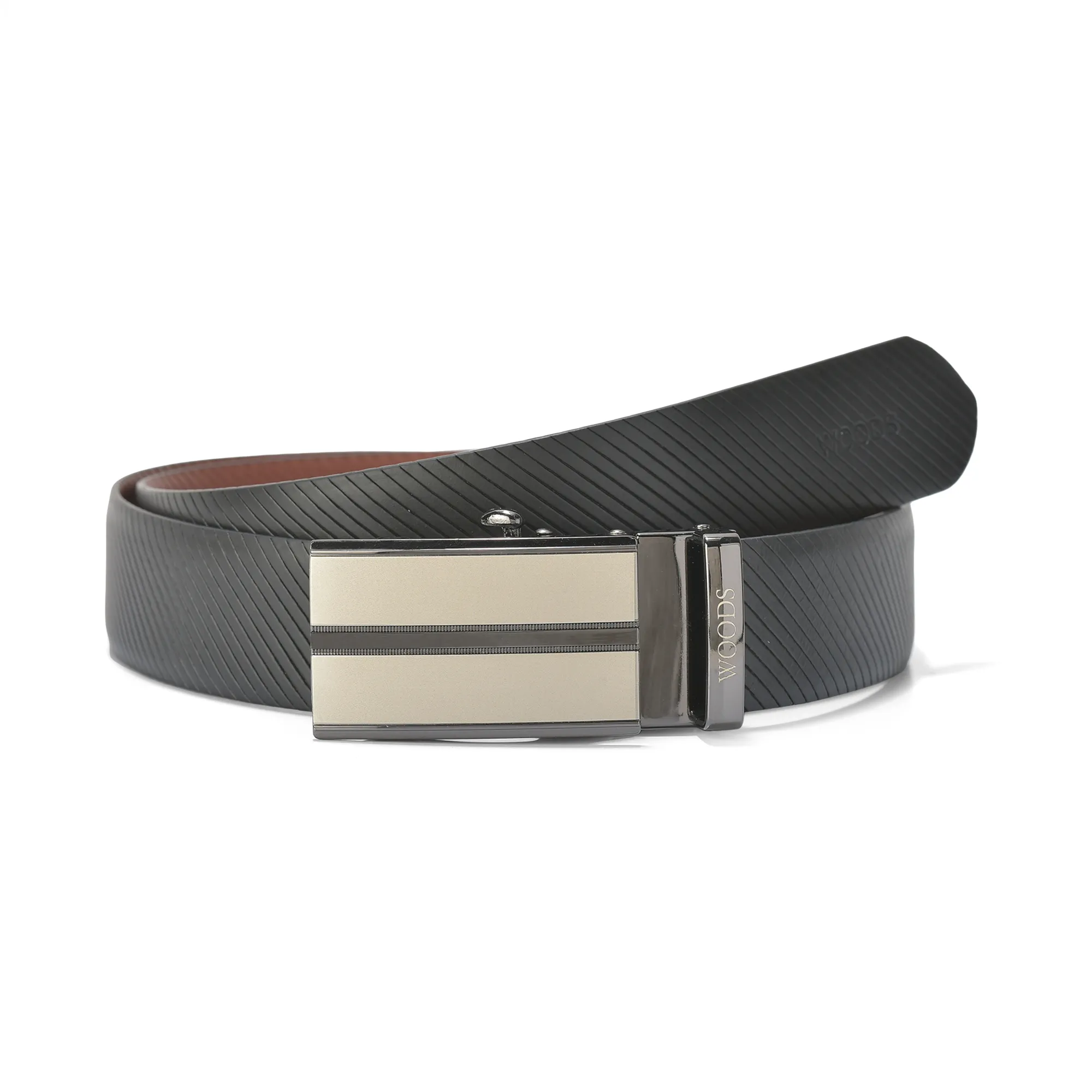 Woods Black/Tan FlexShift Reversible Leather Belt - Image 1