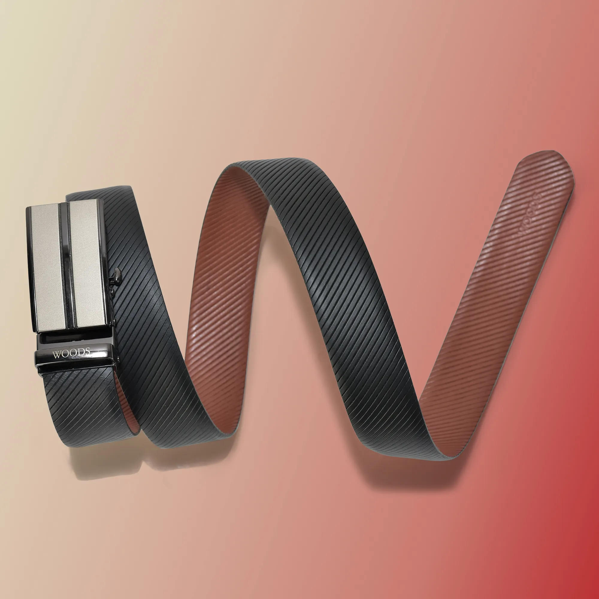 Woods Black/Tan FlexShift Reversible Leather Belt - Thumbnail 4
