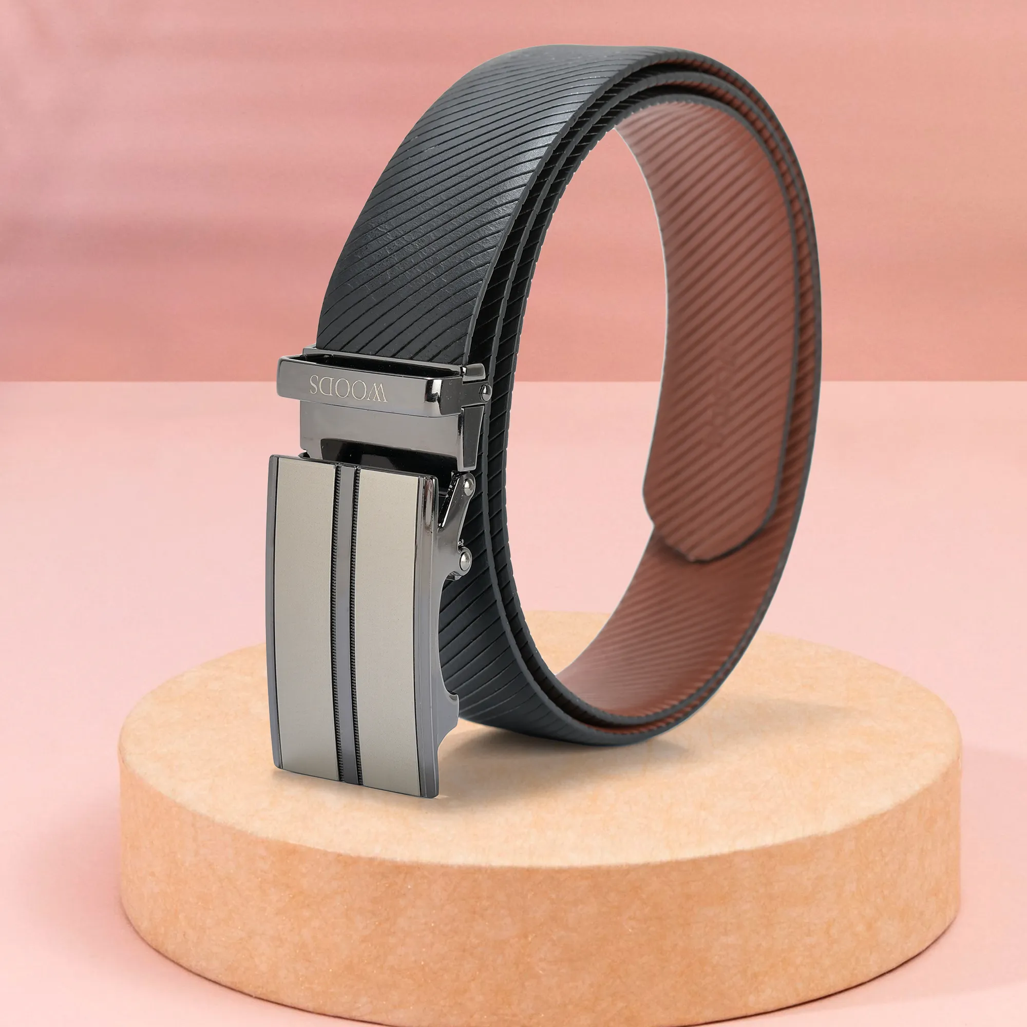Woods Black/Tan FlexShift Reversible Leather Belt - Thumbnail 5