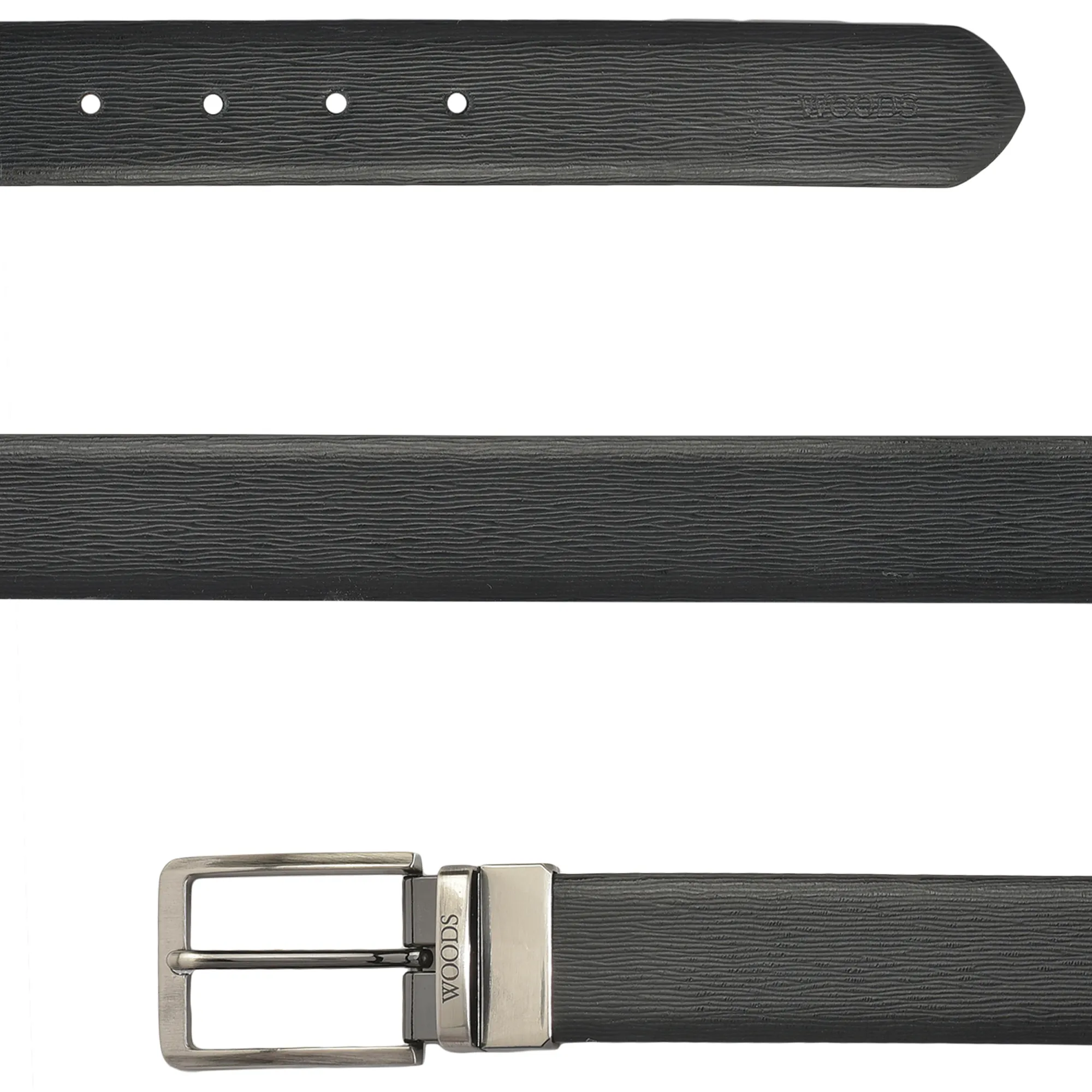 Woods Black/Brown DualMode Textured Reversible Belt - Thumbnail 3