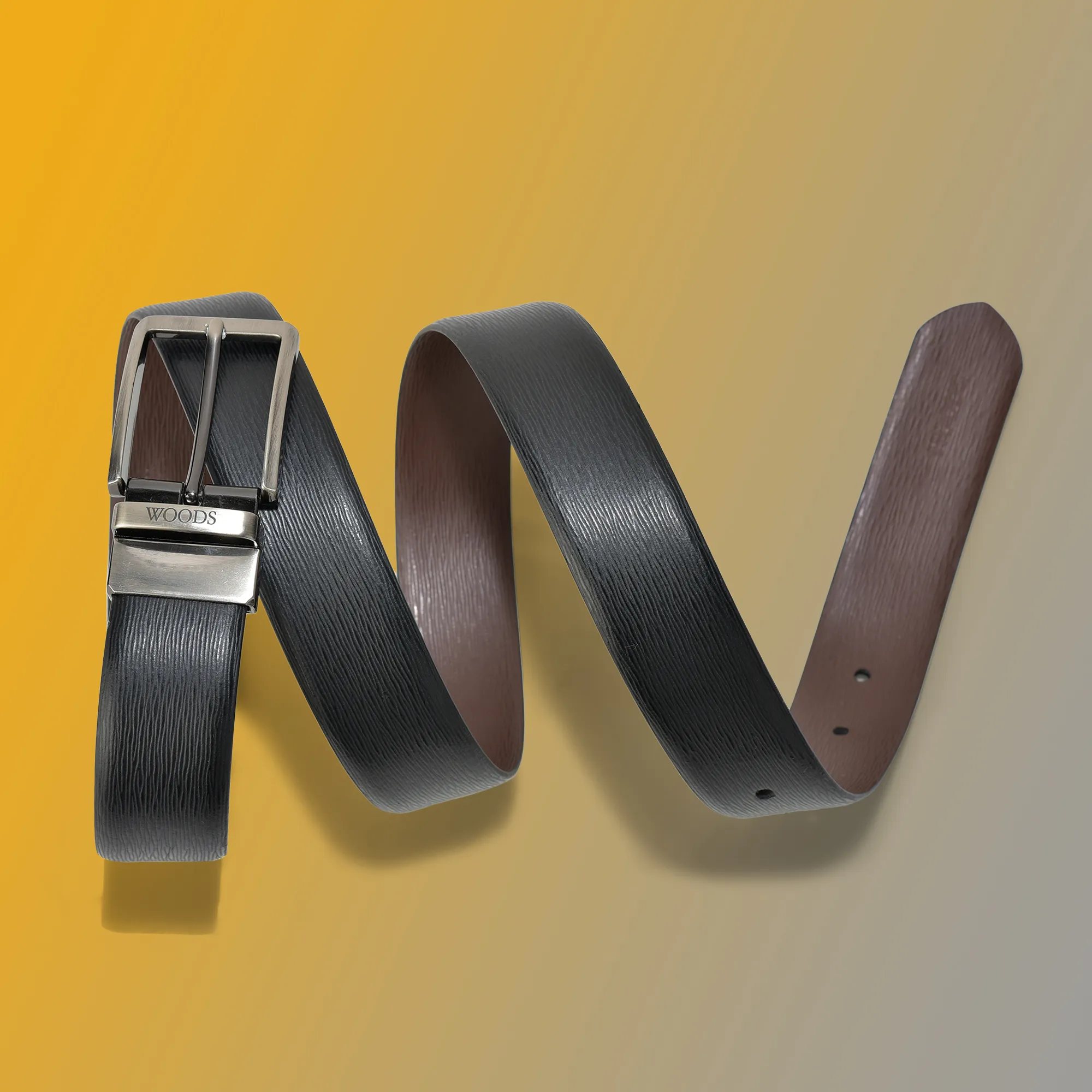 Woods Black/Brown DualMode Textured Reversible Belt - Thumbnail 4