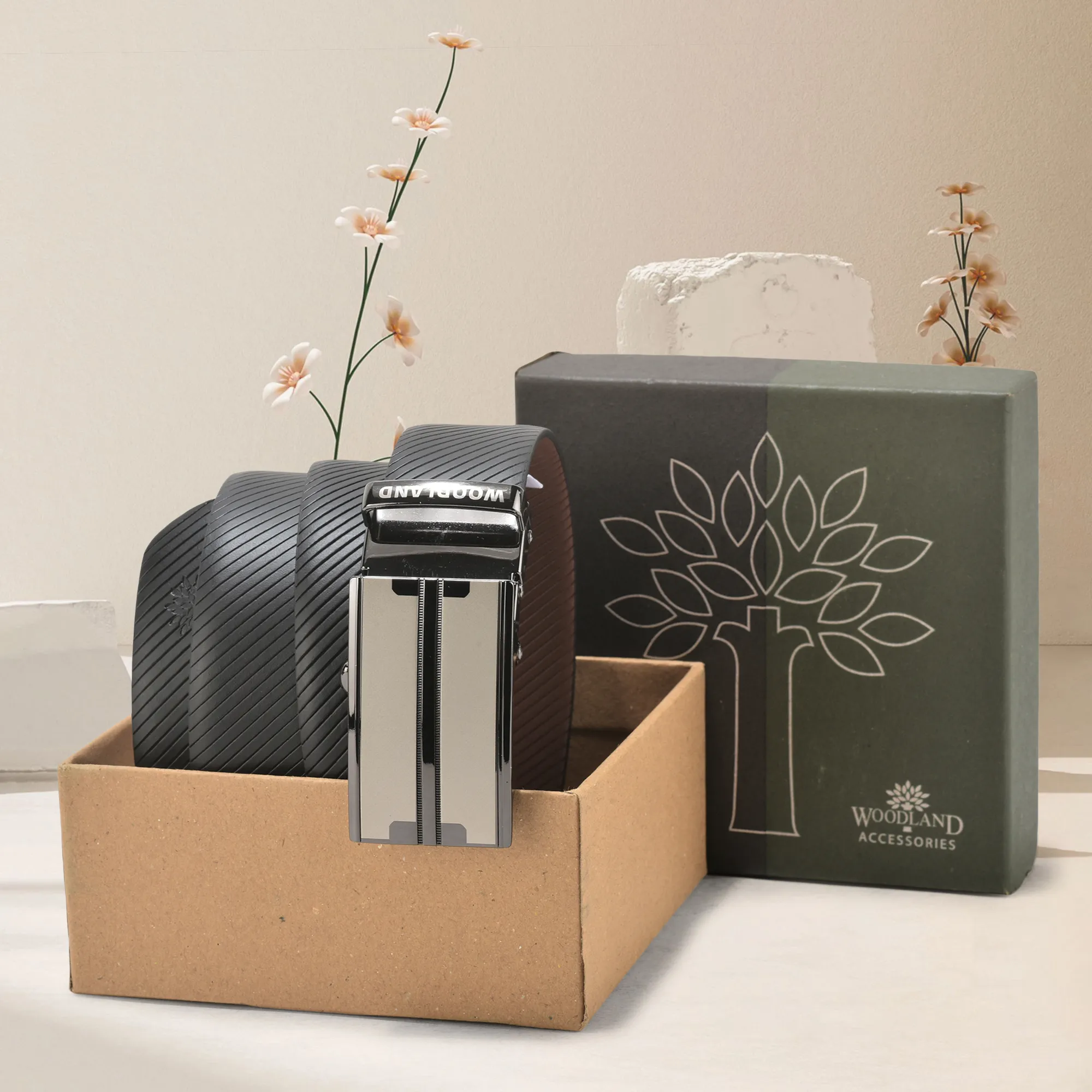 Black/Tan Reversible Leather Belt For Men - Thumbnail 6