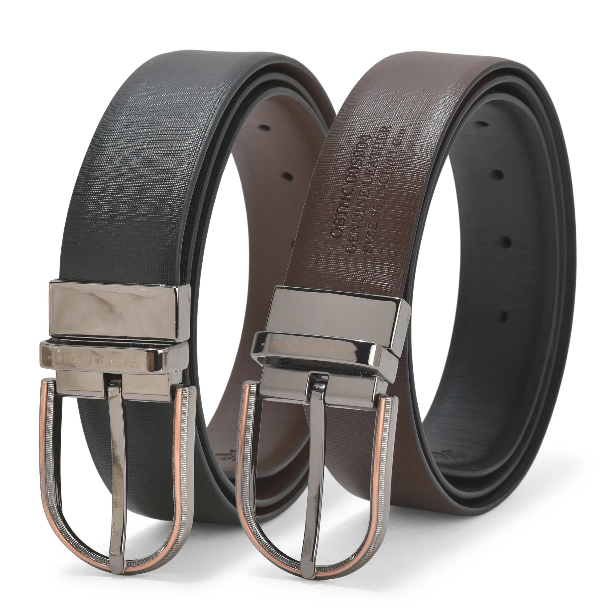 Woodland Black/Brown Reversible Leather Belt - Thumbnail 6