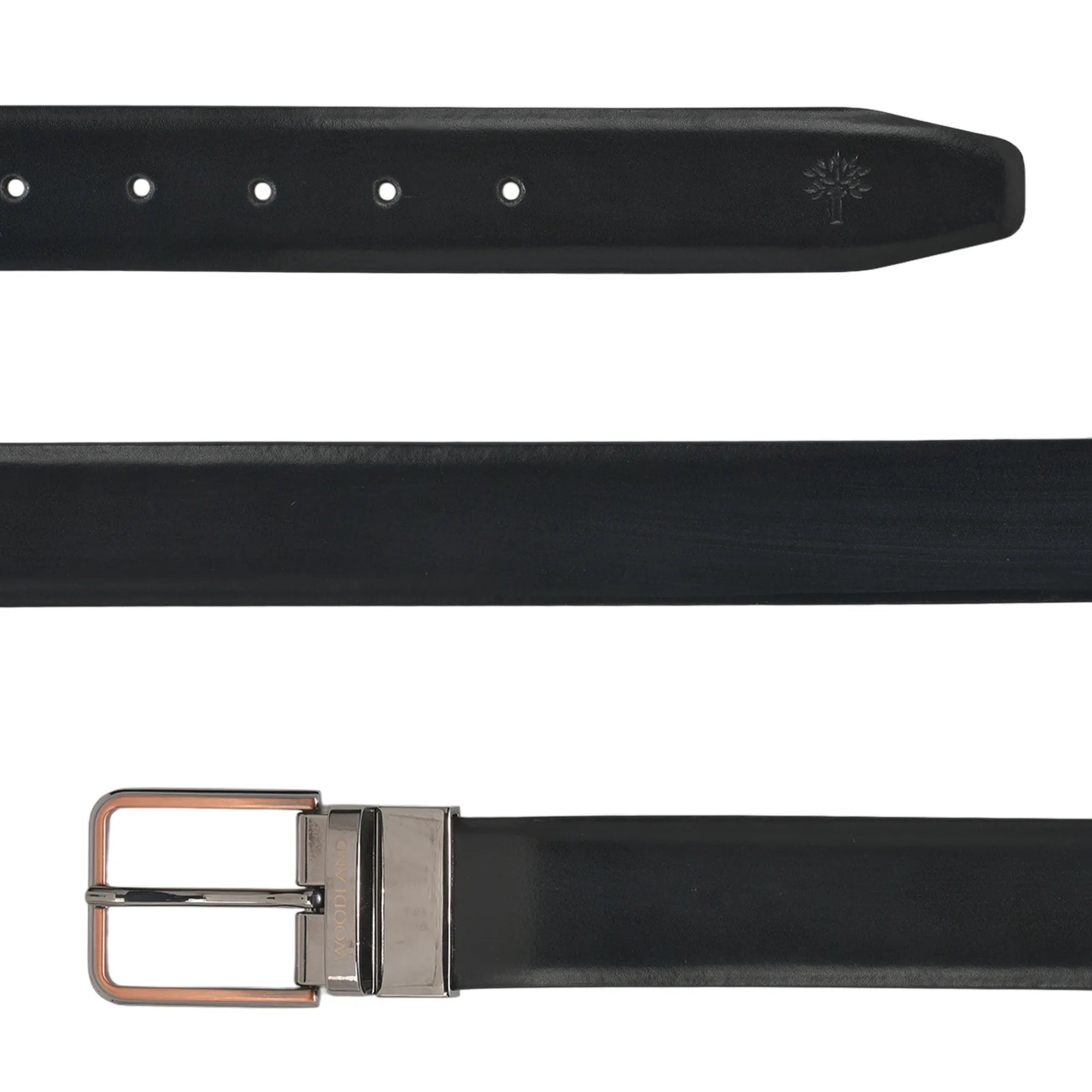 Black/Brown Reversible Leather Belt For Men - Thumbnail 4