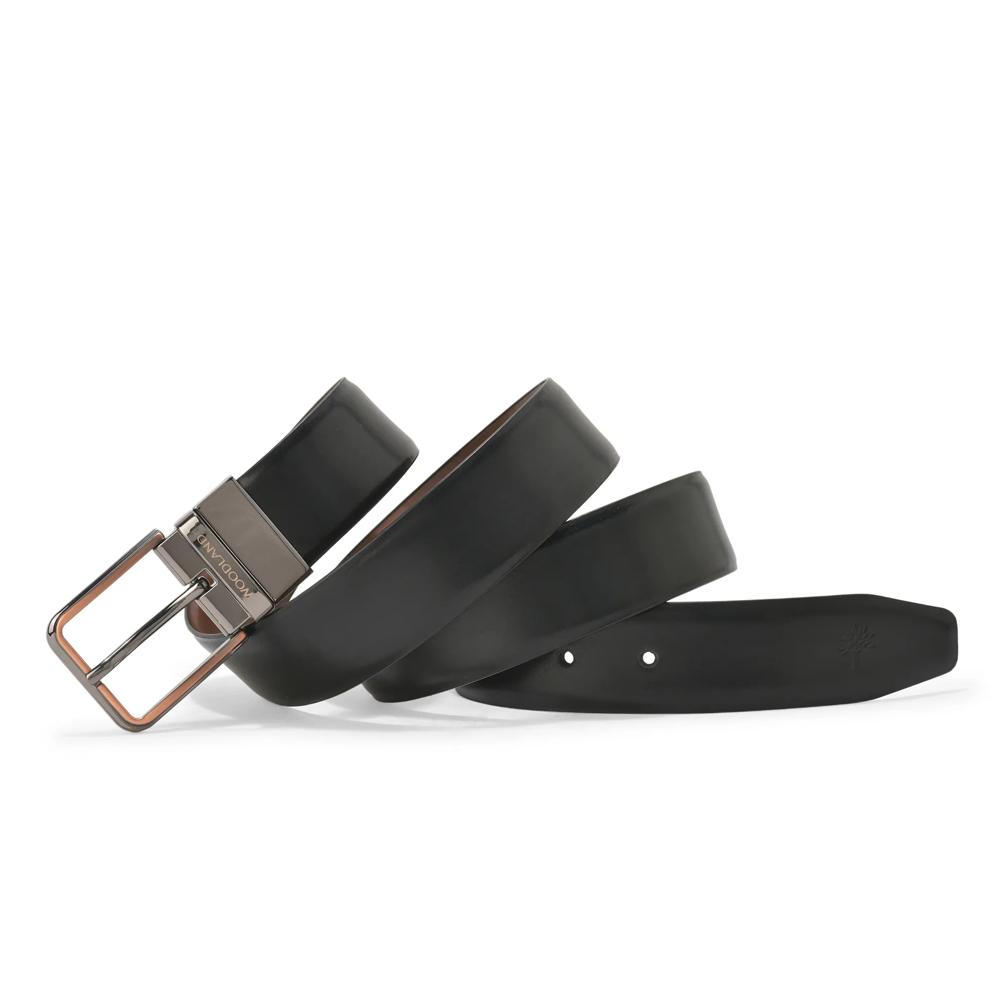 Black/Brown Reversible Leather Belt For Men - Thumbnail 5