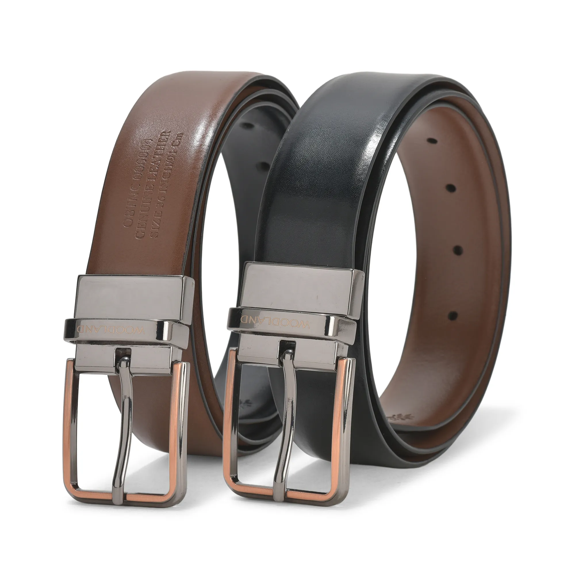 Black/Brown Reversible Leather Belt For Men - Thumbnail 6