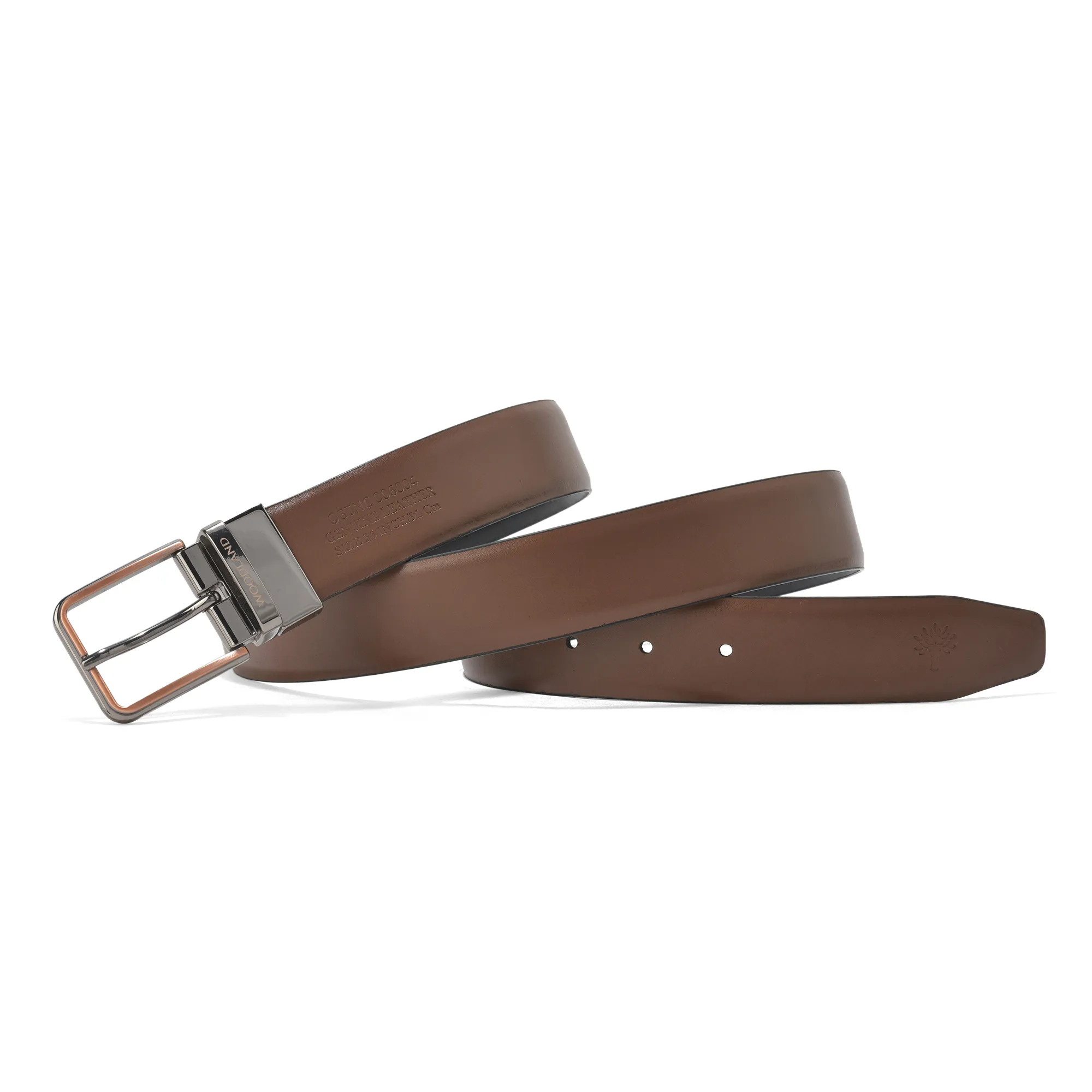 Black/Brown Reversible Leather Belt For Men - Thumbnail 7