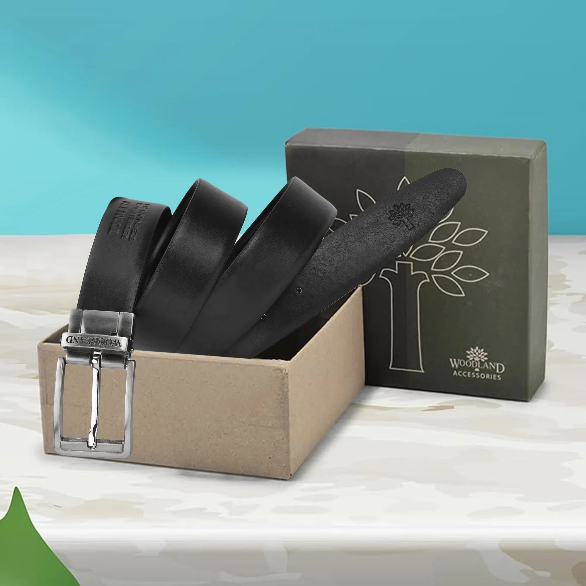 Woodland Black/Brown Reversible Leather Belt - Thumbnail 4