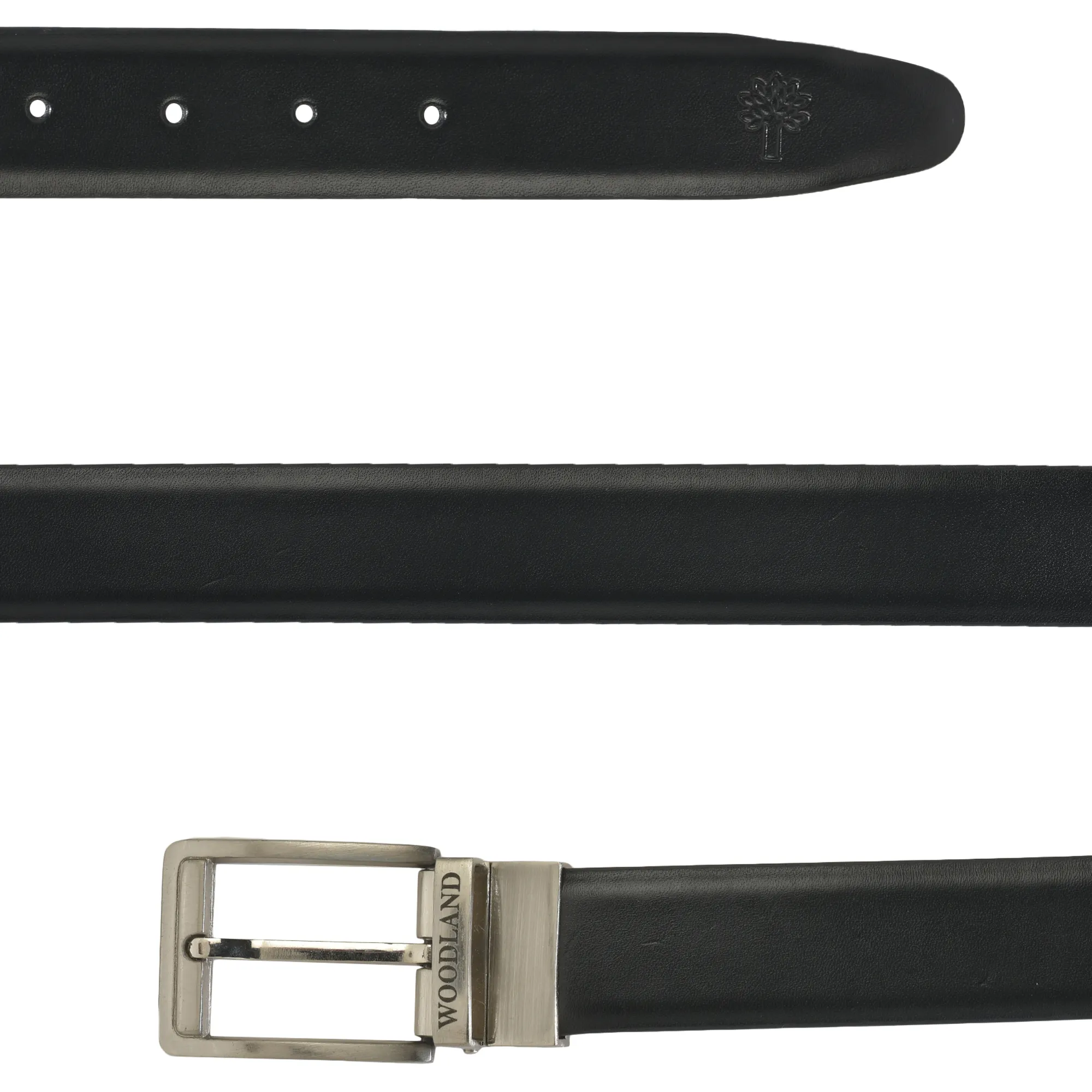 Woodland Men Reversible Black Leather Belt - Thumbnail 10