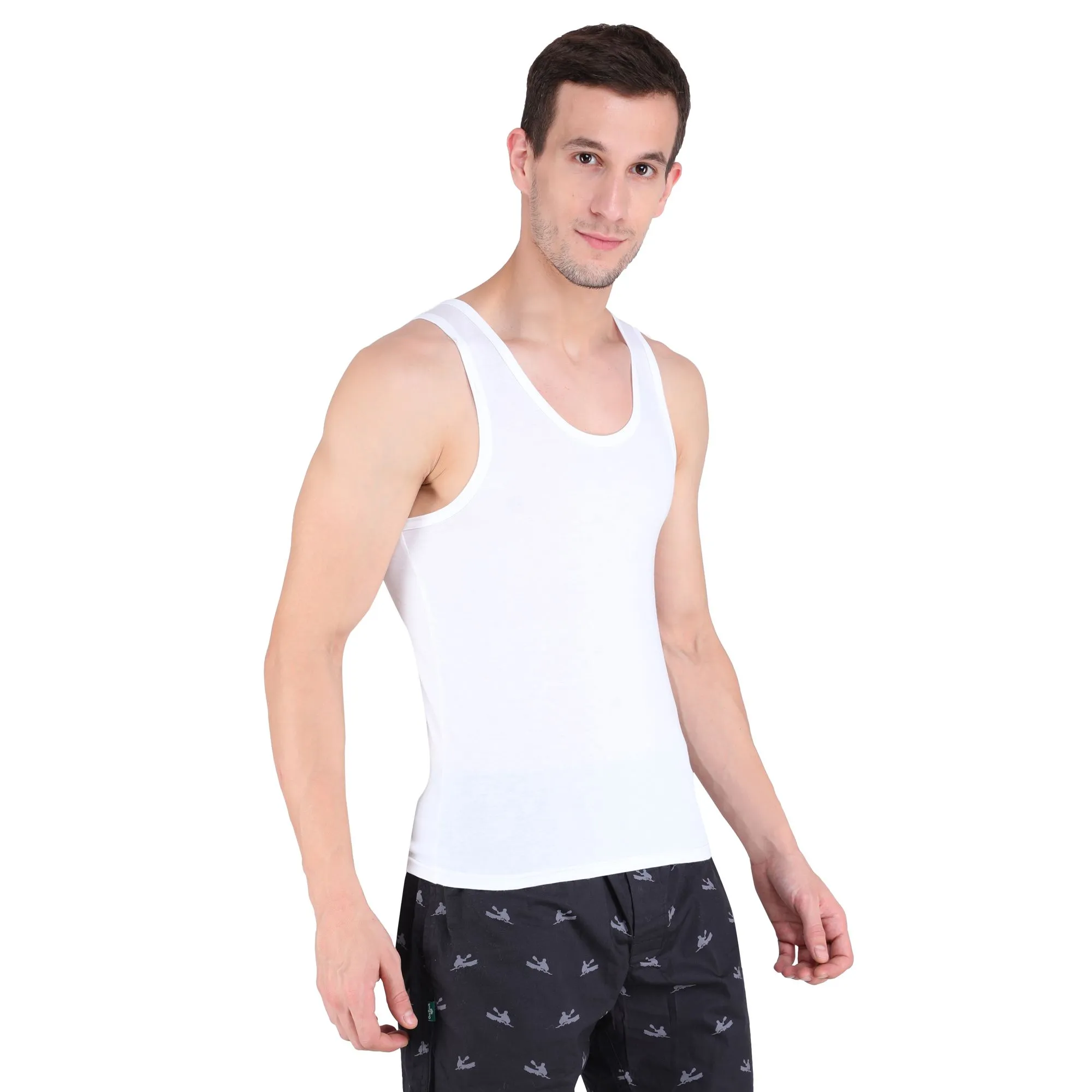 WHITE sleeveless vest for men - Thumbnail 2