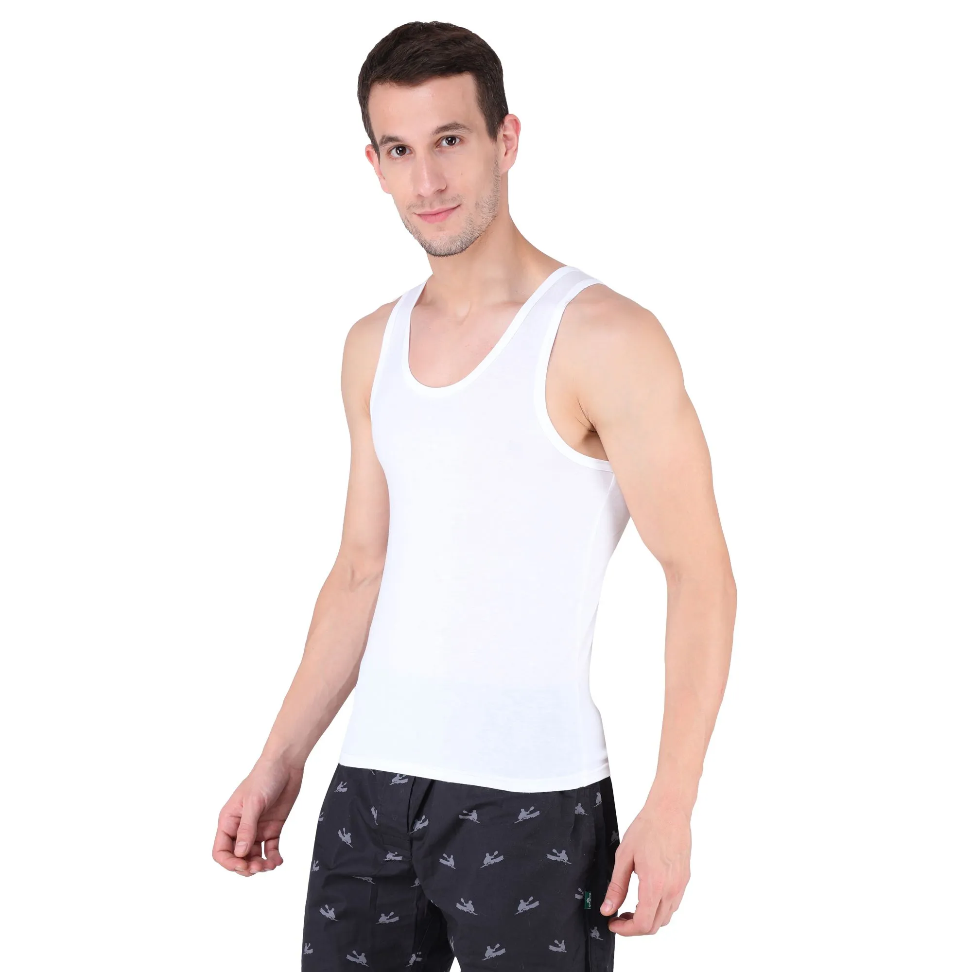 WHITE sleeveless vest for men - Thumbnail 3