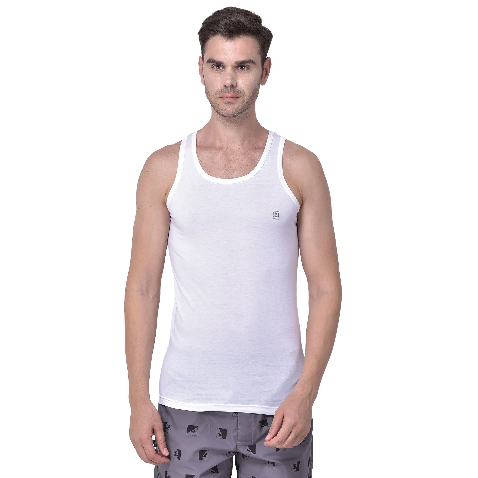 WHITE sleeveless vest for men - Thumbnail 2