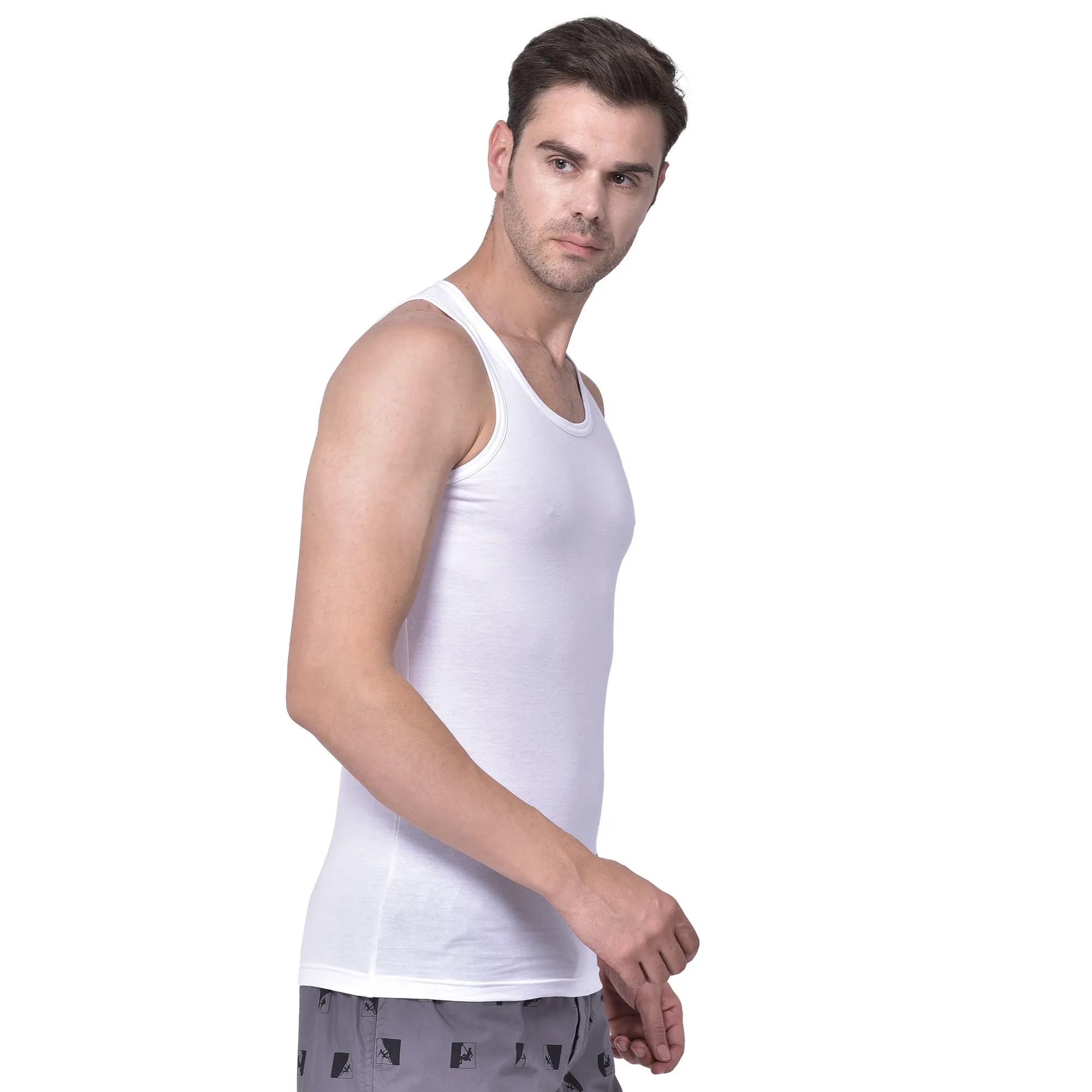 WHITE sleeveless vest for men - Thumbnail 4