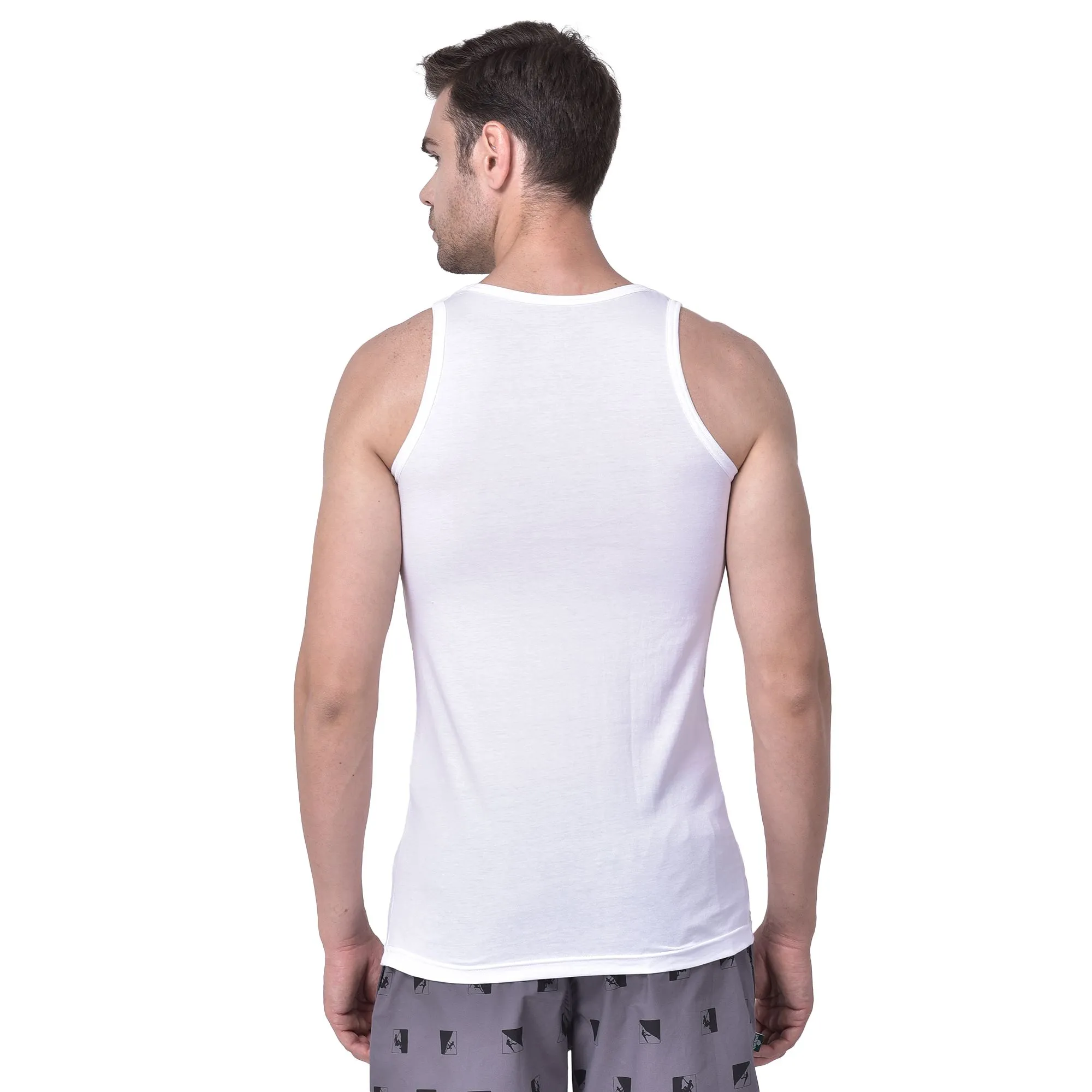 WHITE sleeveless vest for men - Thumbnail 5