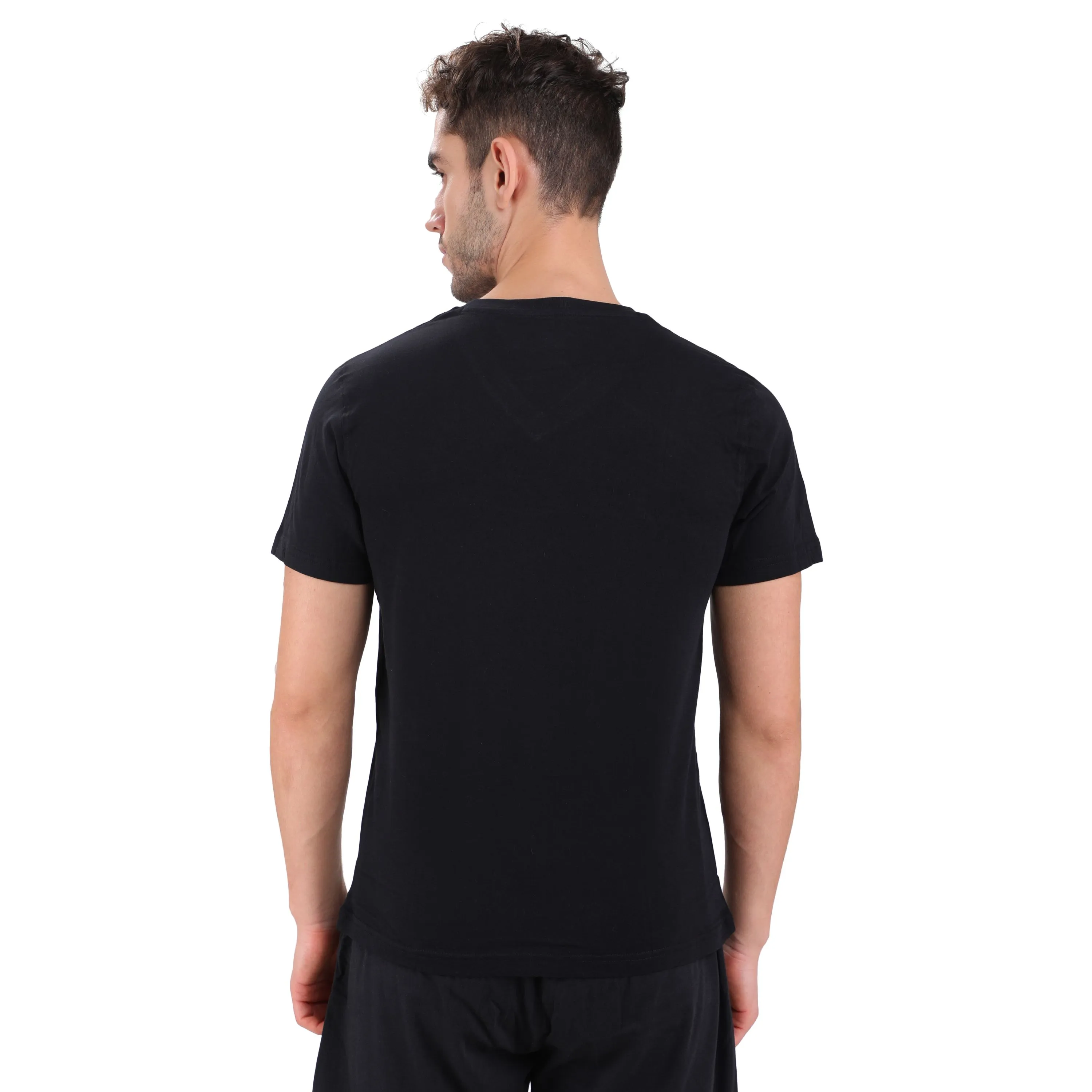 BLACK V neck t-shirt for men - Thumbnail 5