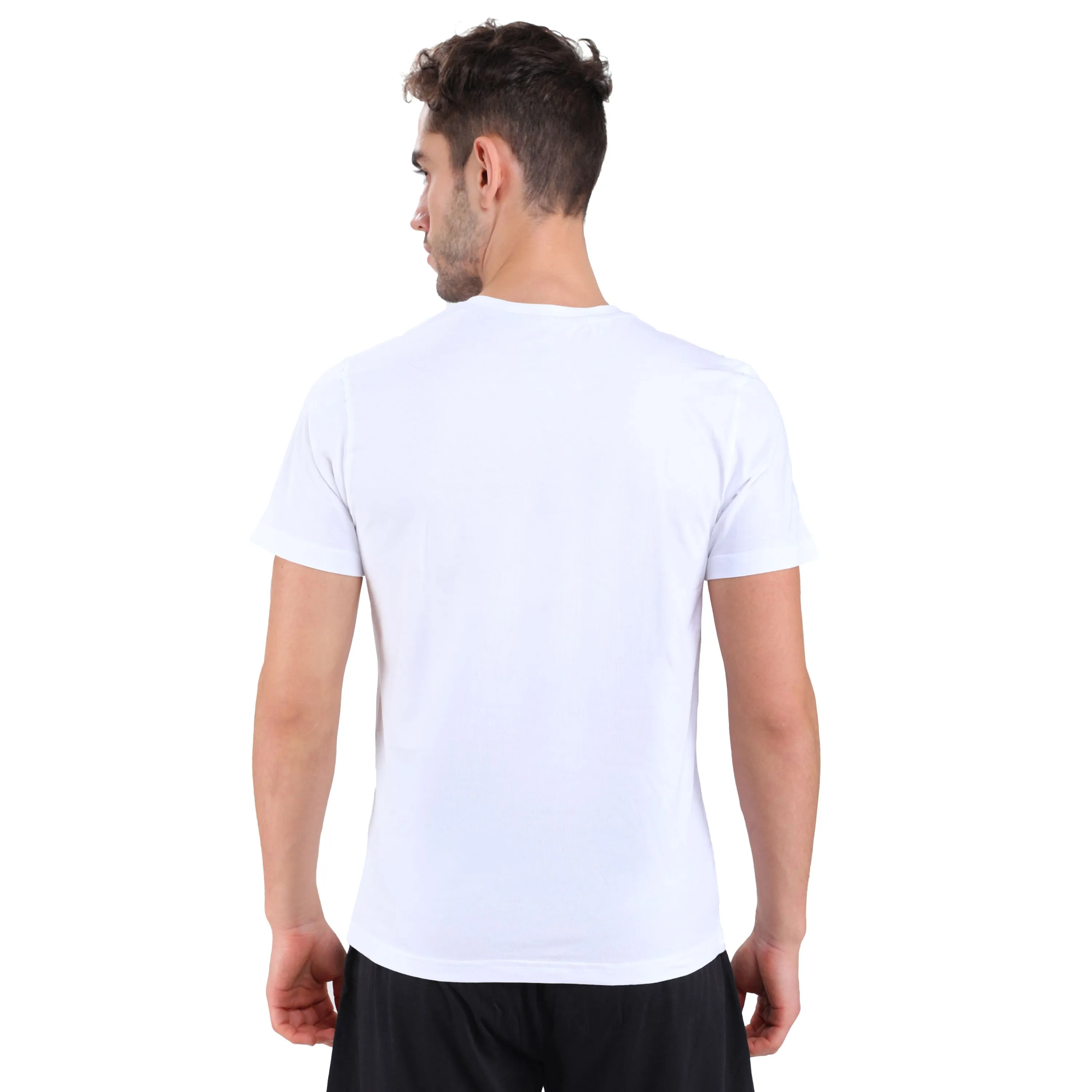 WHITE V neck t-shirt for men - Thumbnail 5