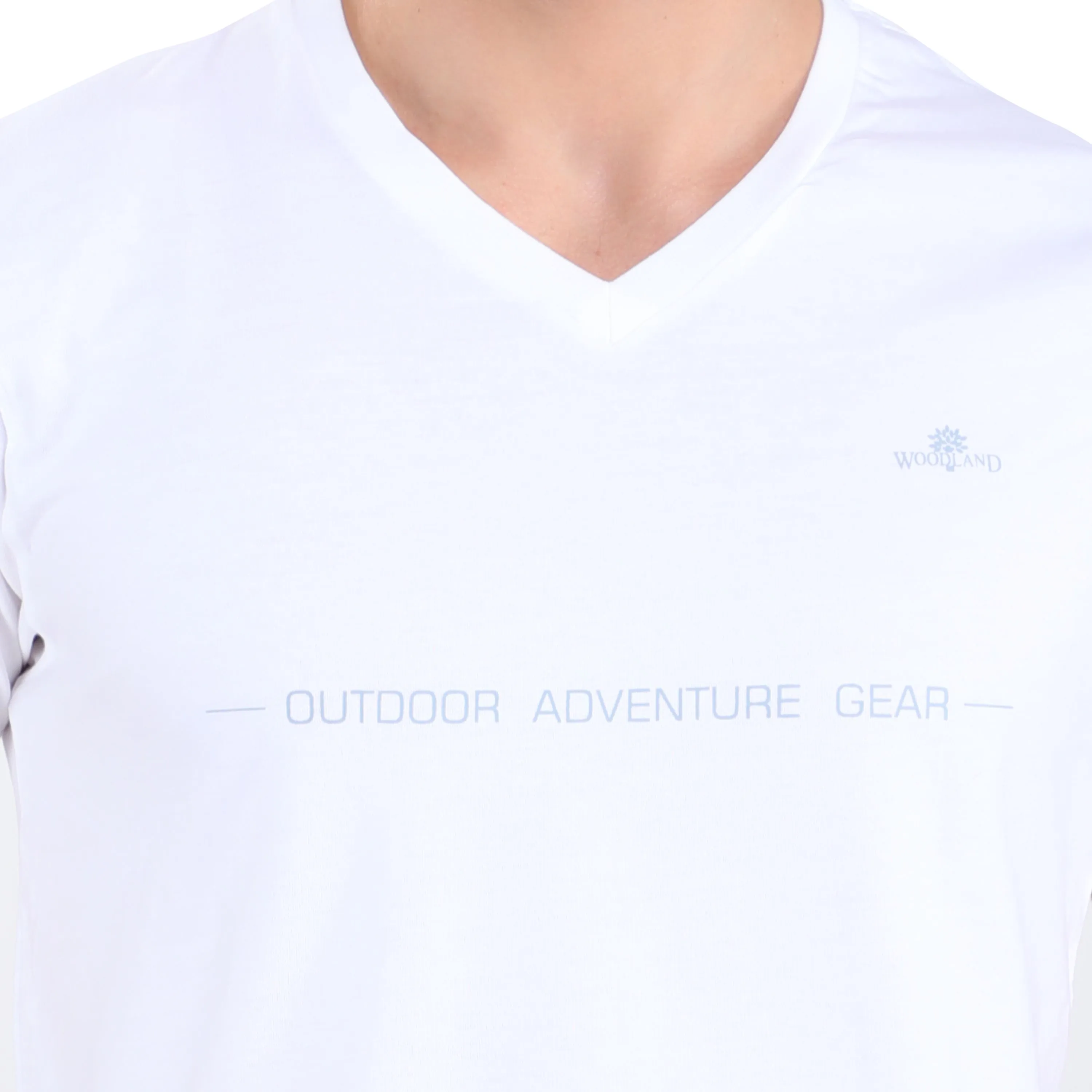 WHITE V neck t-shirt for men - Thumbnail 6