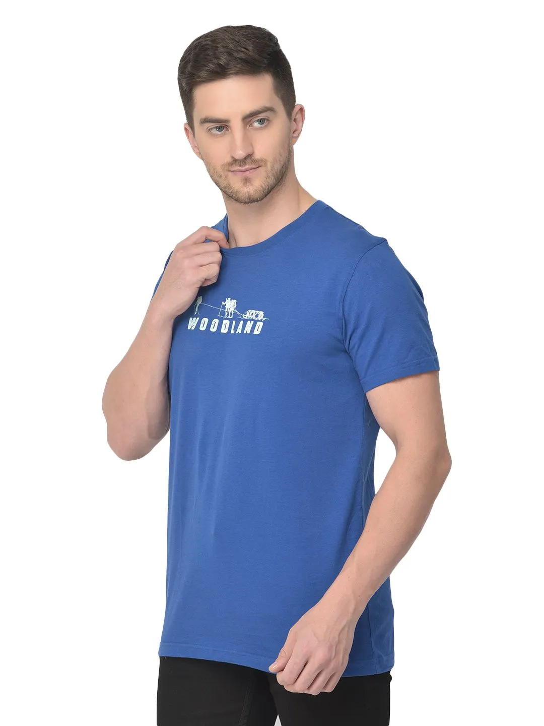 Navy round neck t-shirt for men - Thumbnail 2