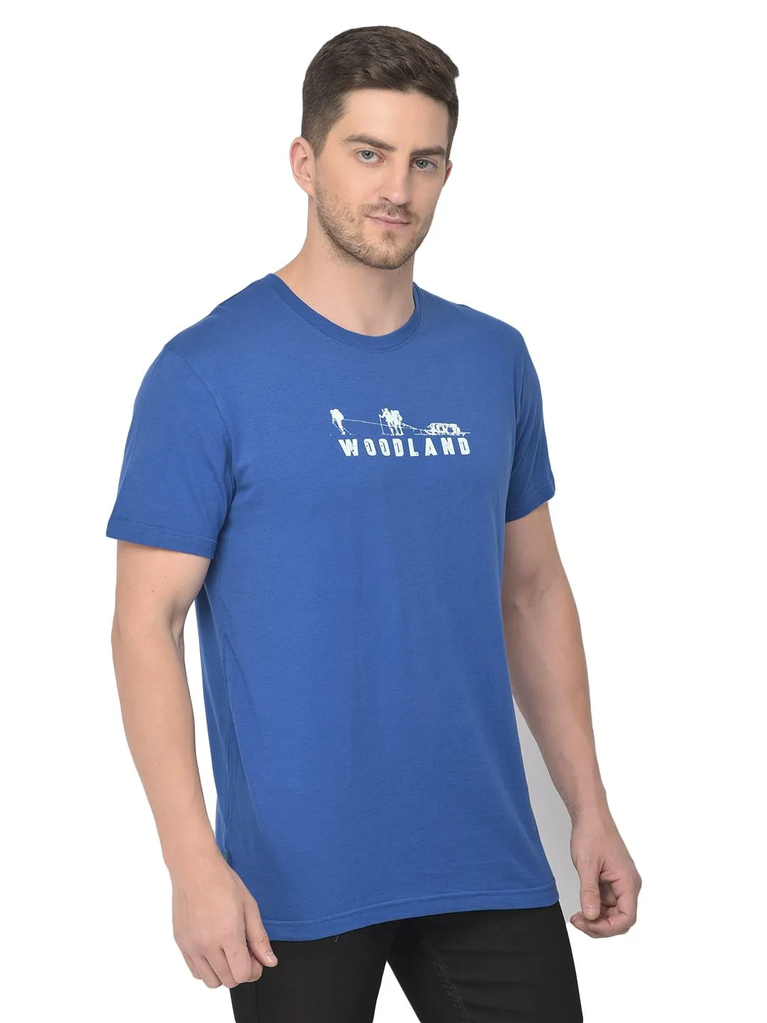 Navy round neck t-shirt for men - Thumbnail 3