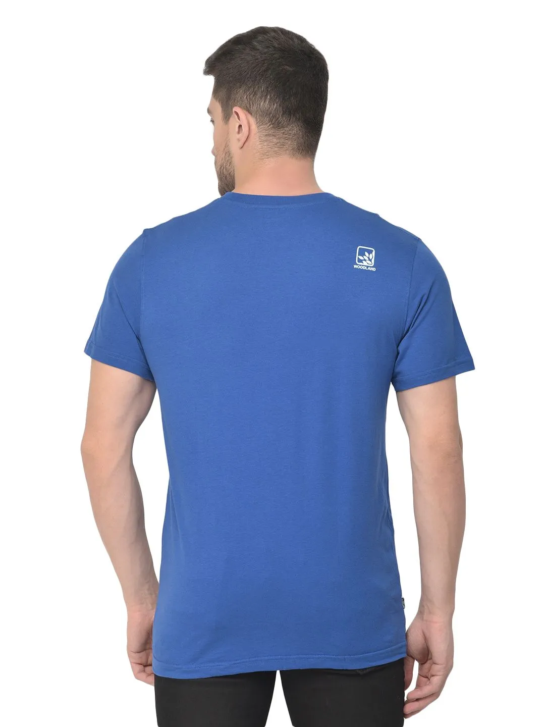 Navy round neck t-shirt for men - Thumbnail 4