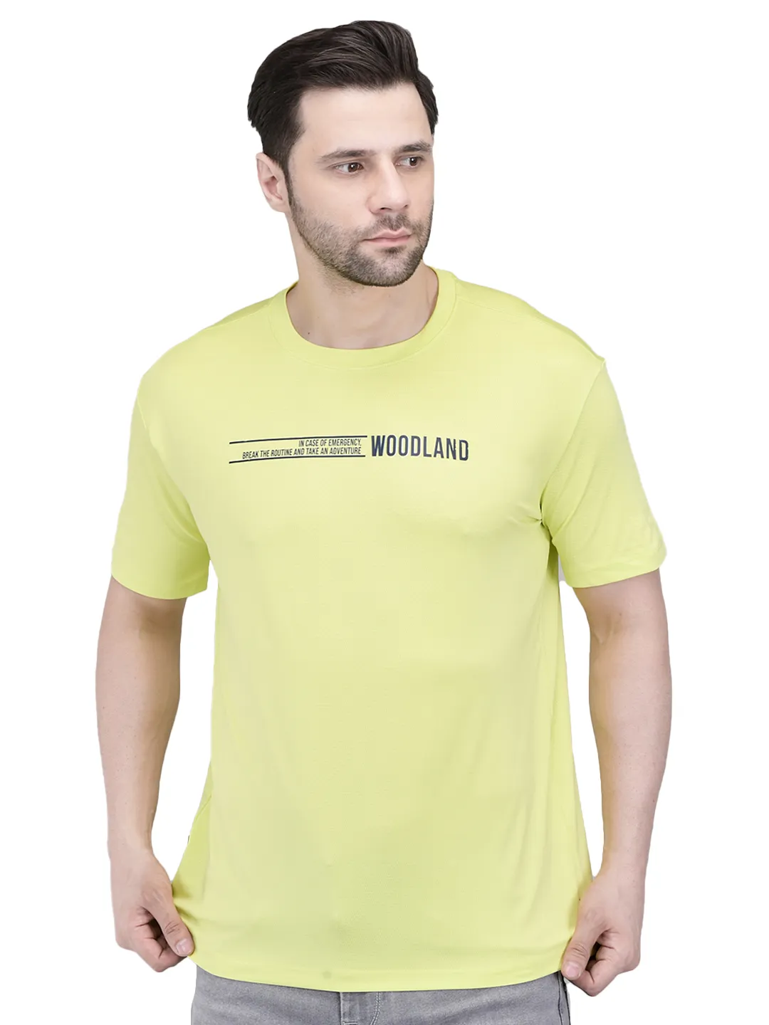 Woodland Men's Lime Graphic Print Round Neck T-Shirt 2