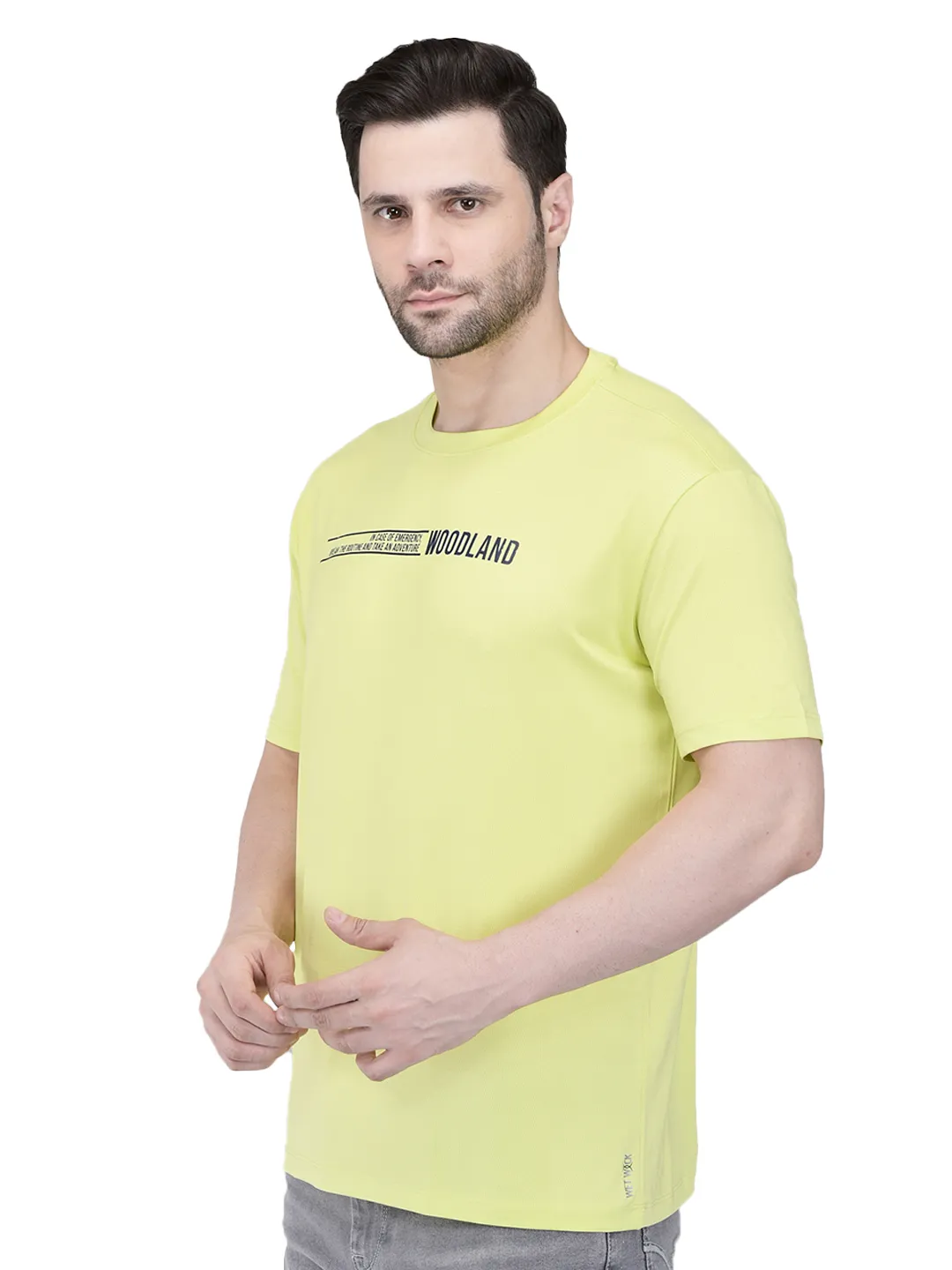 Woodland Men's Lime Graphic Print Round Neck T-Shirt 3