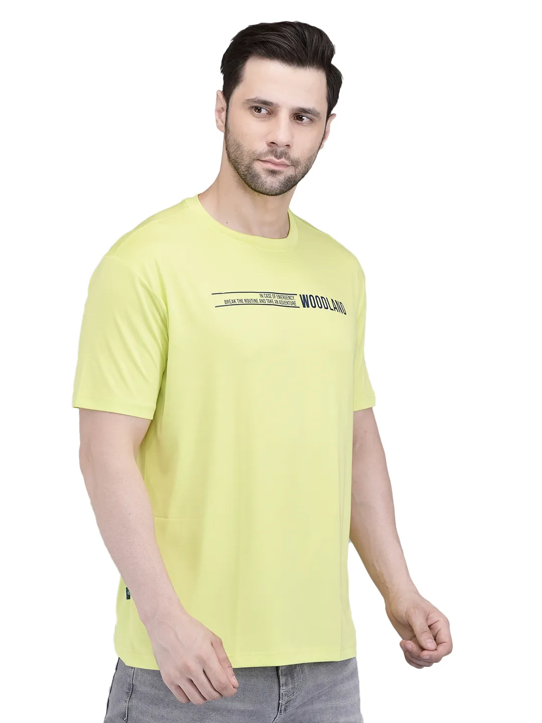 Woodland Men's Lime Graphic Print Round Neck T-Shirt 4