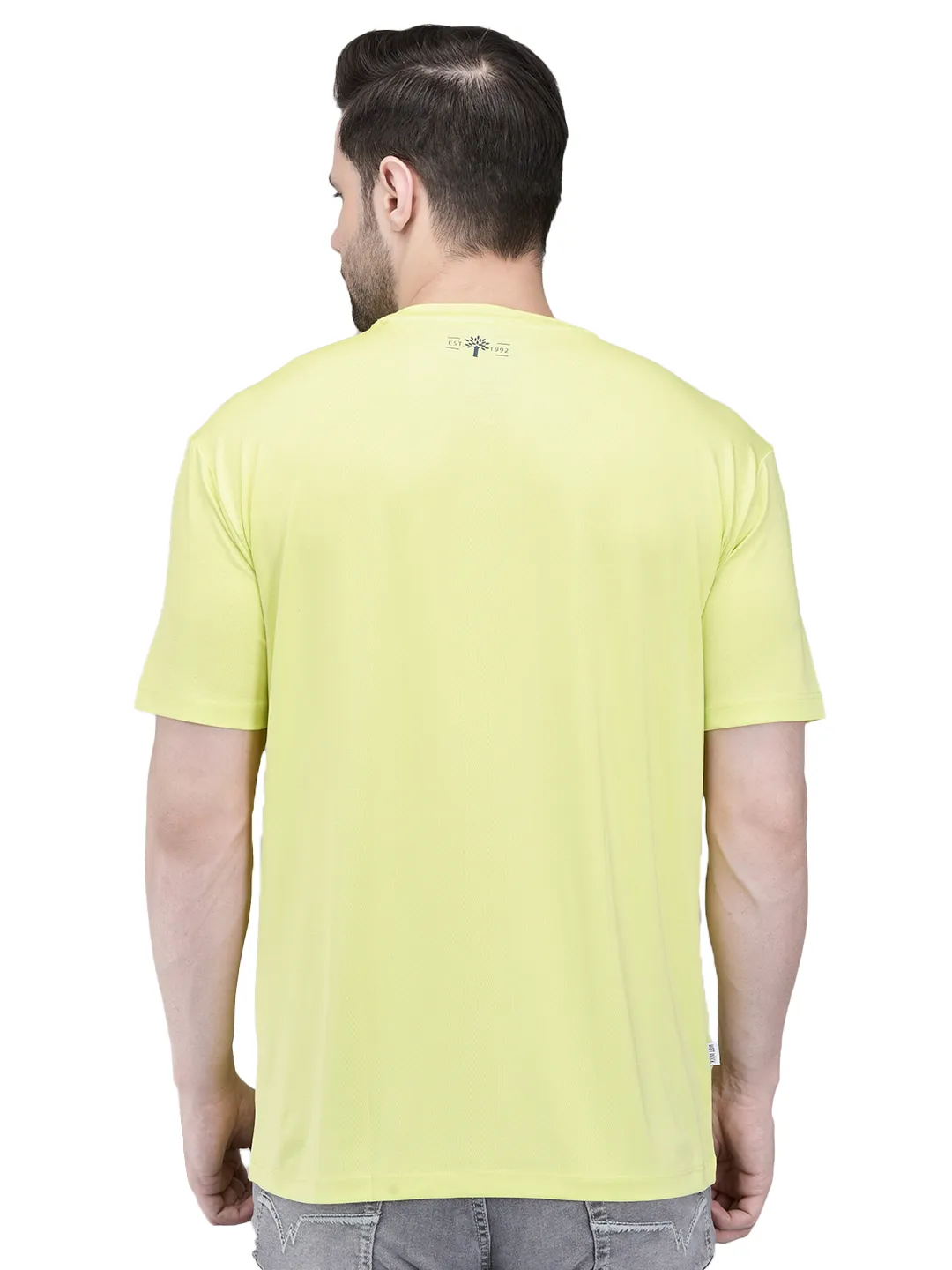 Woodland Men's Lime Graphic Print Round Neck T-Shirt 5