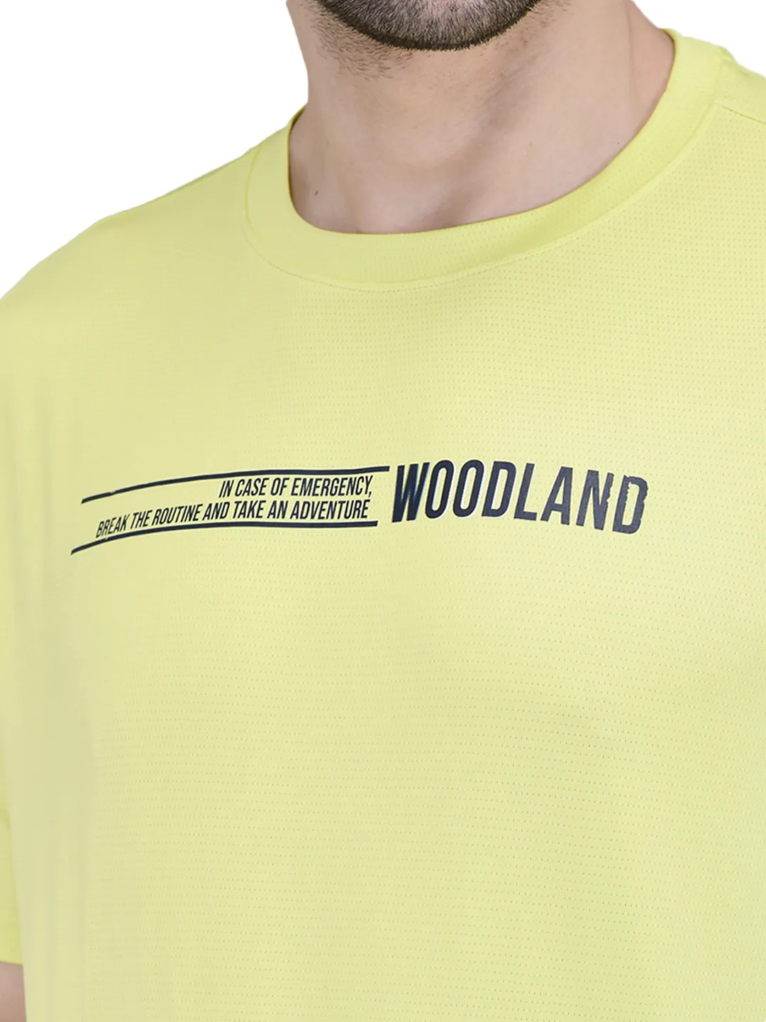 Woodland Men's Lime Graphic Print Round Neck T-Shirt 6