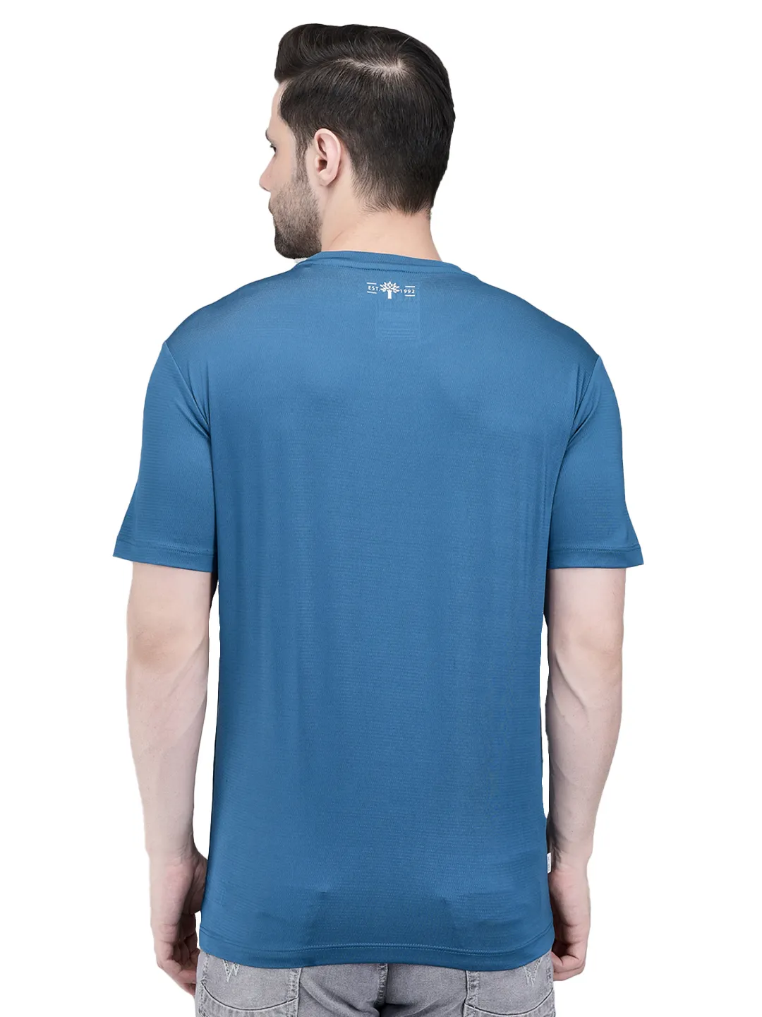 Woodland Men's Teal Graphic Print Round Neck T-Shirt 5