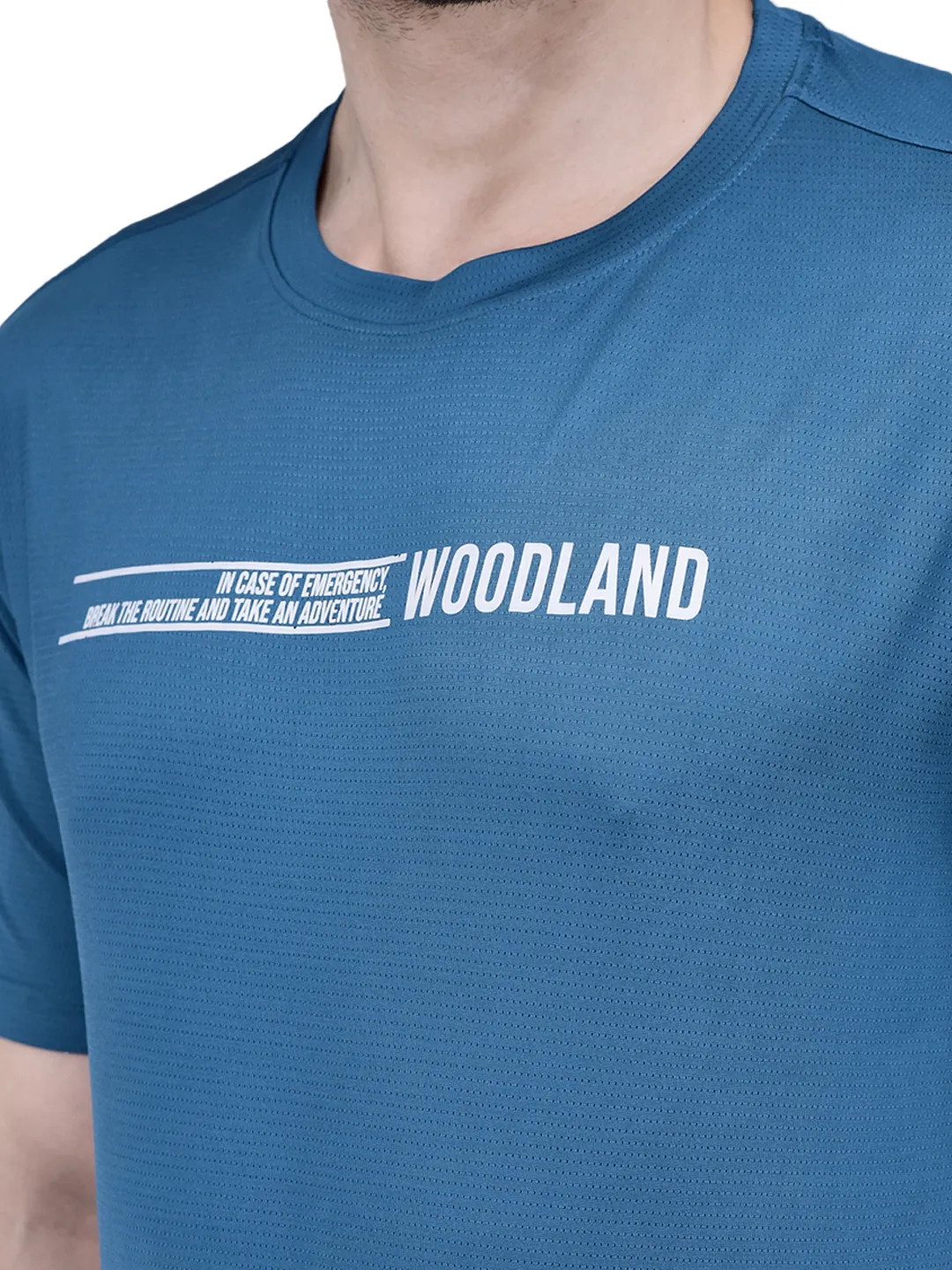 Woodland Men's Teal Graphic Print Round Neck T-Shirt 6