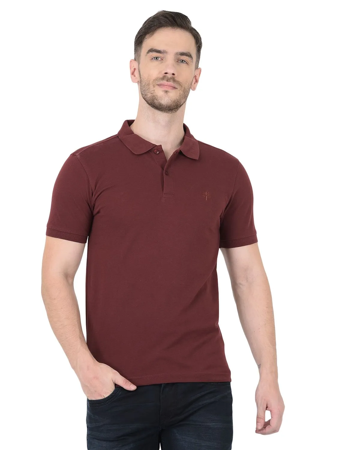 Maroon Polo T-shirt for men - Thumbnail 2