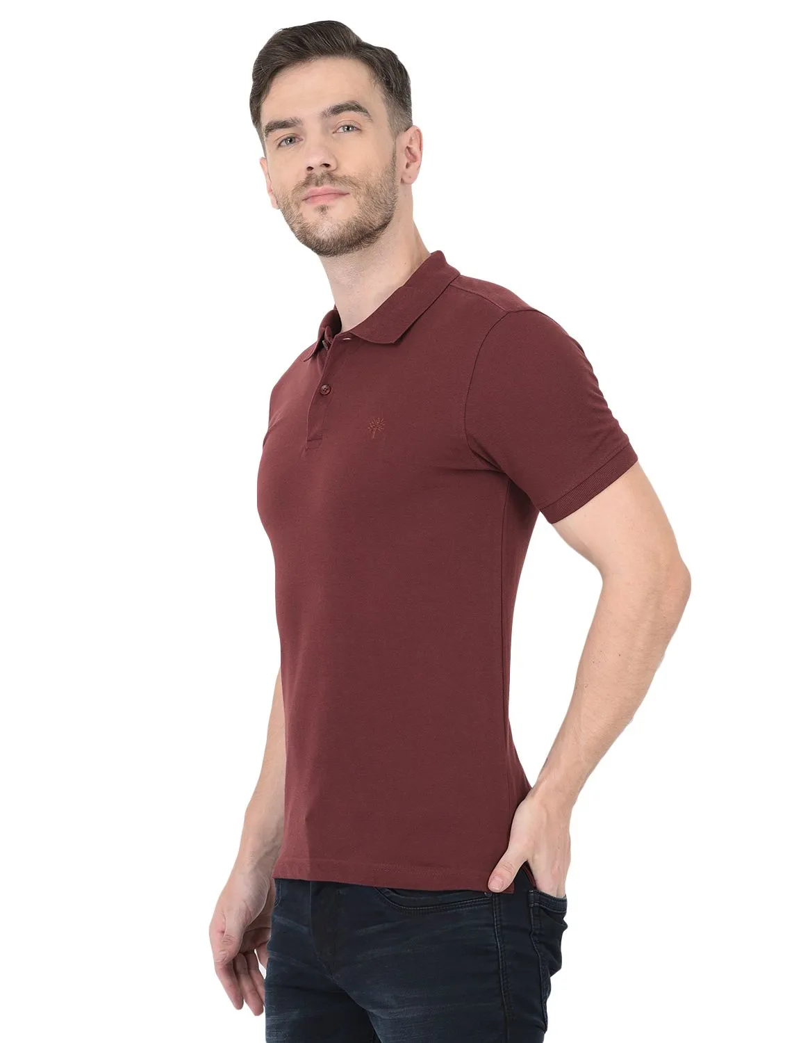 Maroon Polo T-shirt for men - Thumbnail 3